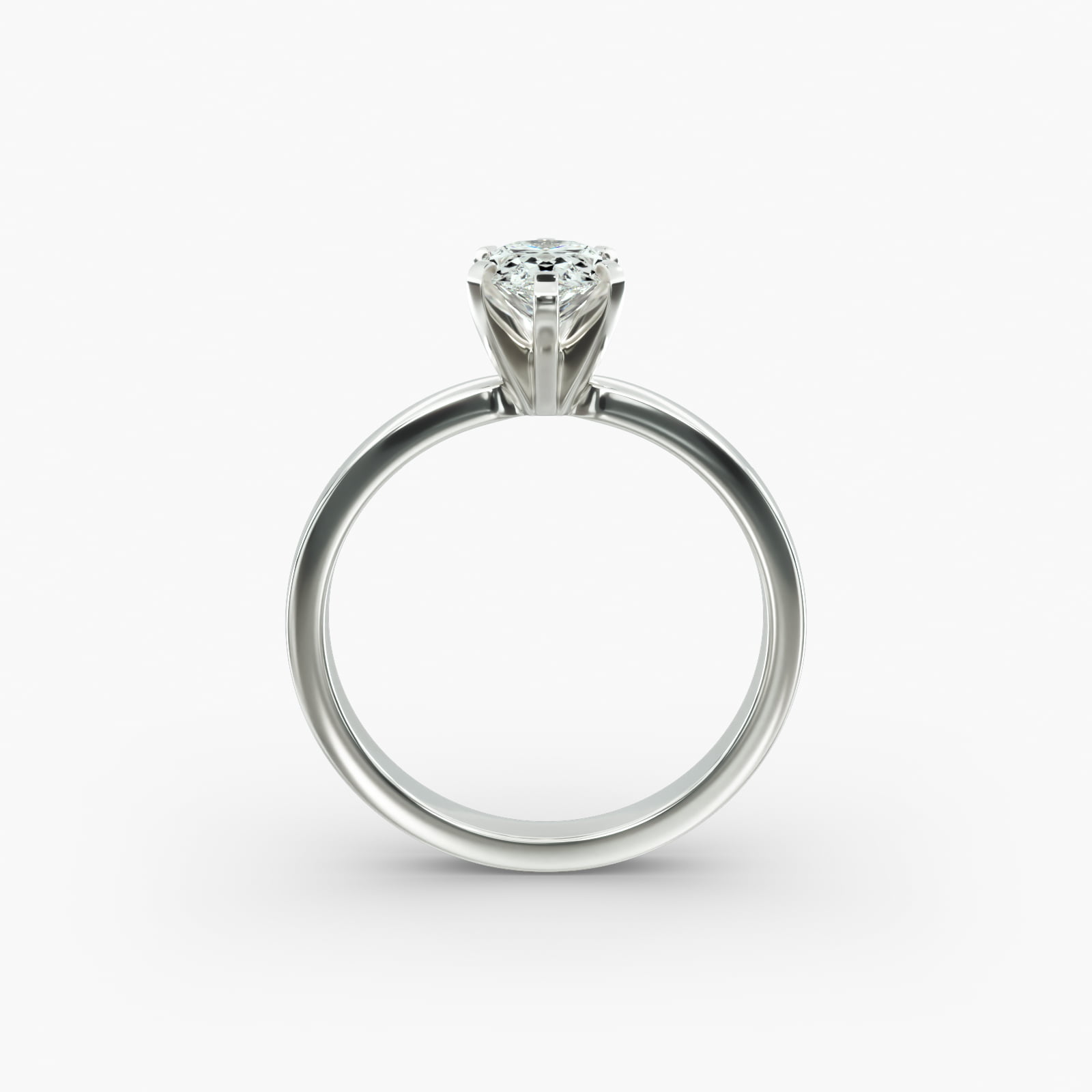 Comfort Fit Solitaire Engagement Ring In 14K White Gold