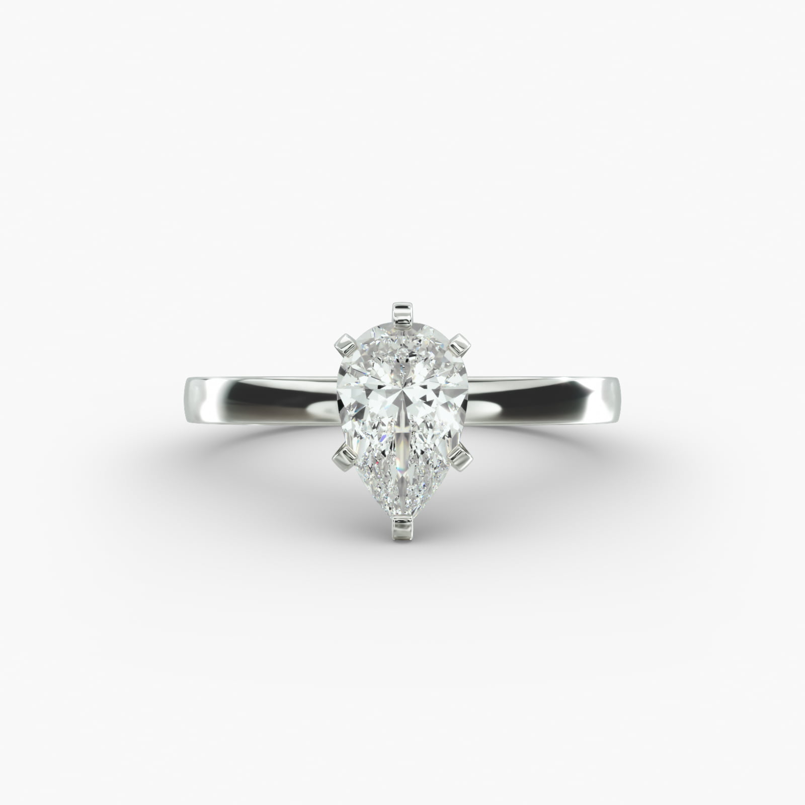 Comfort Fit Solitaire Engagement Ring In 14K White Gold