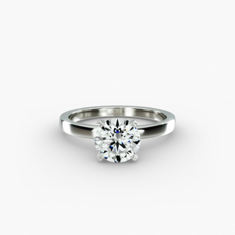 Comfort Fit Solitaire Engagement Ring In 14K White Gold