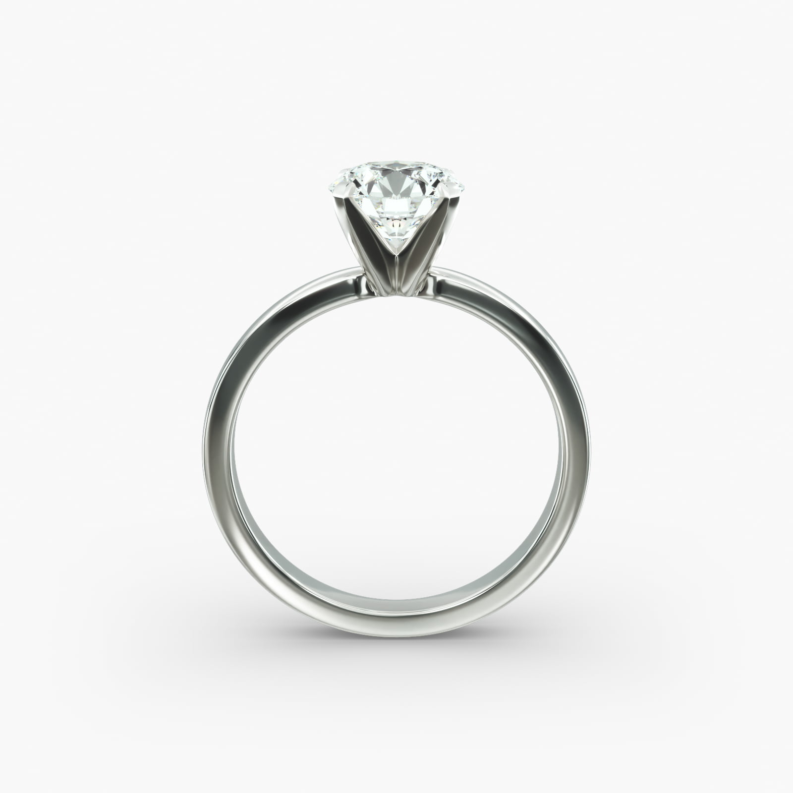 Comfort Fit Solitaire Engagement Ring In 18K White Gold