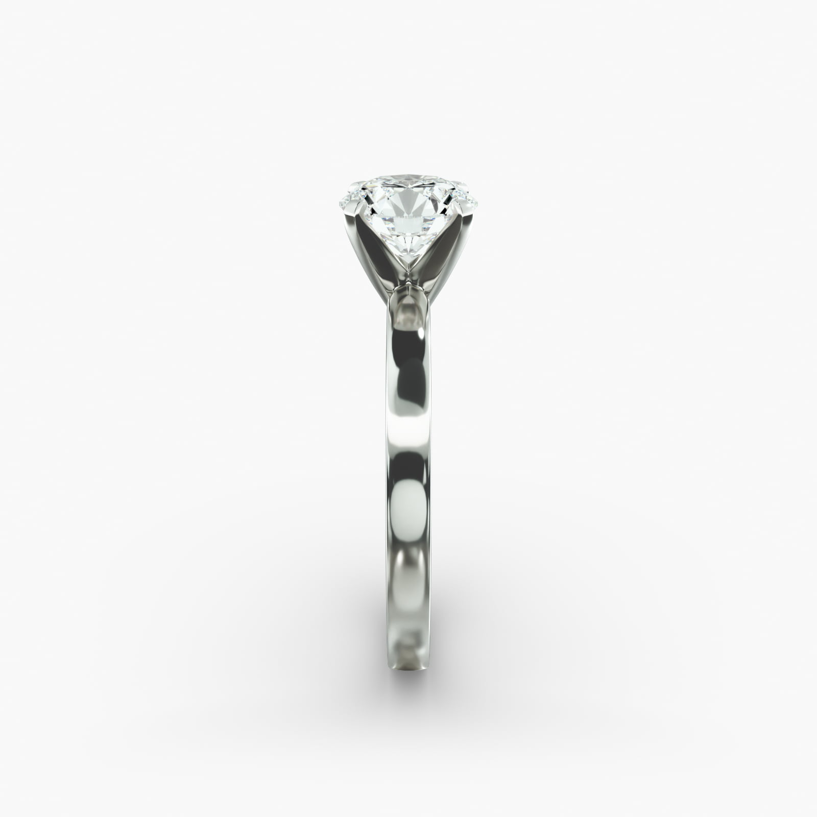 Comfort Fit Solitaire Engagement Ring In 18K White Gold