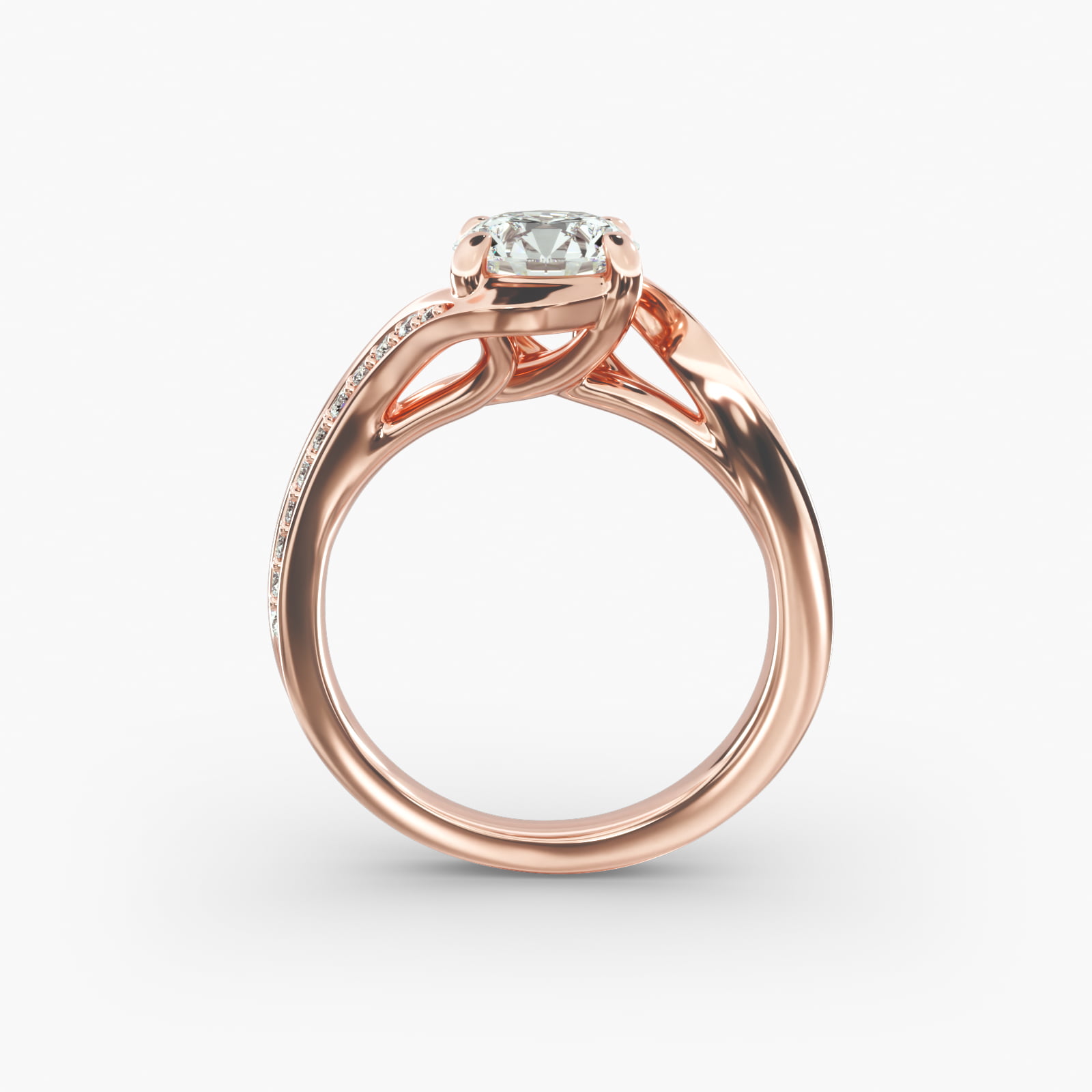 Pavé Bypass Diamond Engagement Ring In 14K Rose Gold