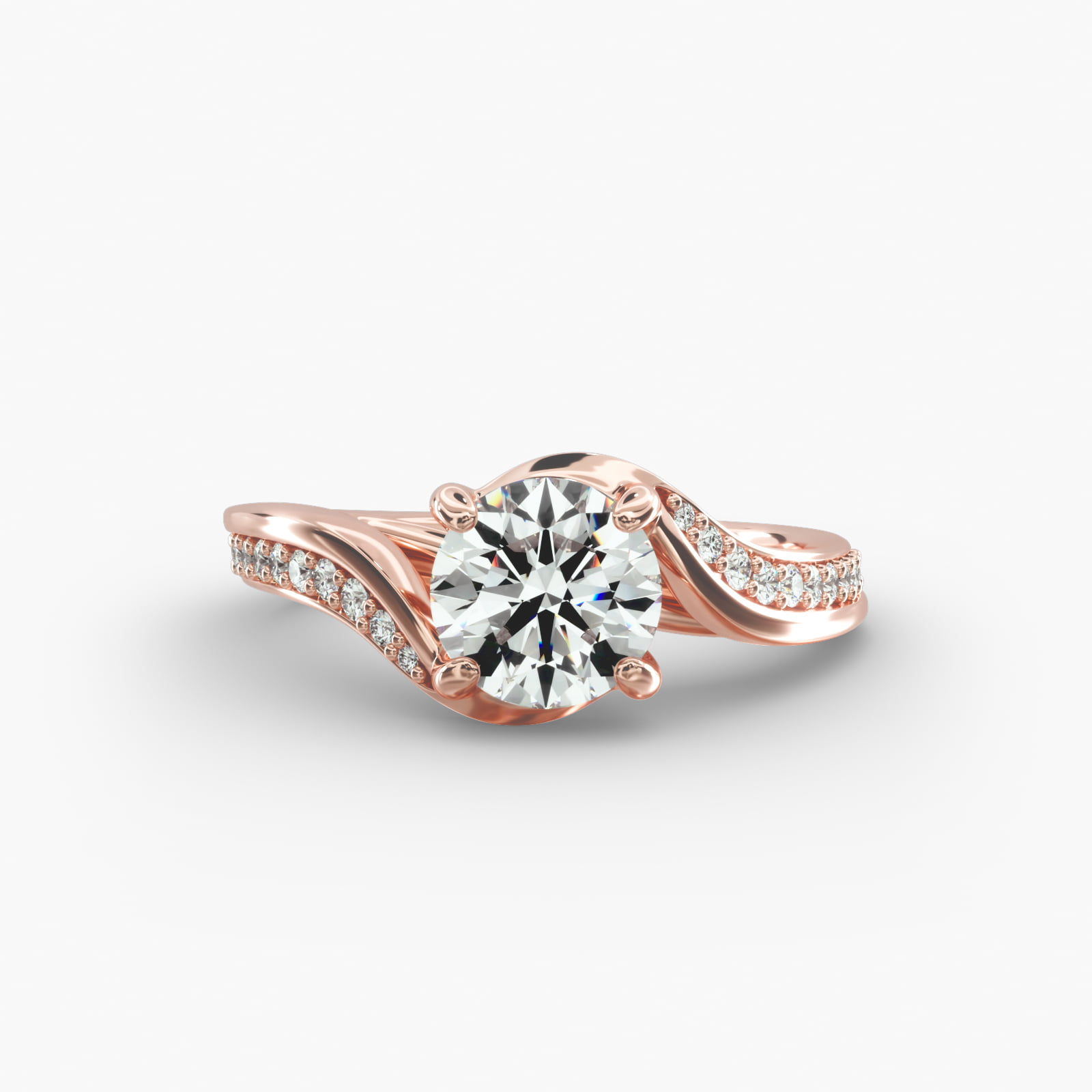 Pavé Bypass Diamond Engagement Ring In 14K Rose Gold