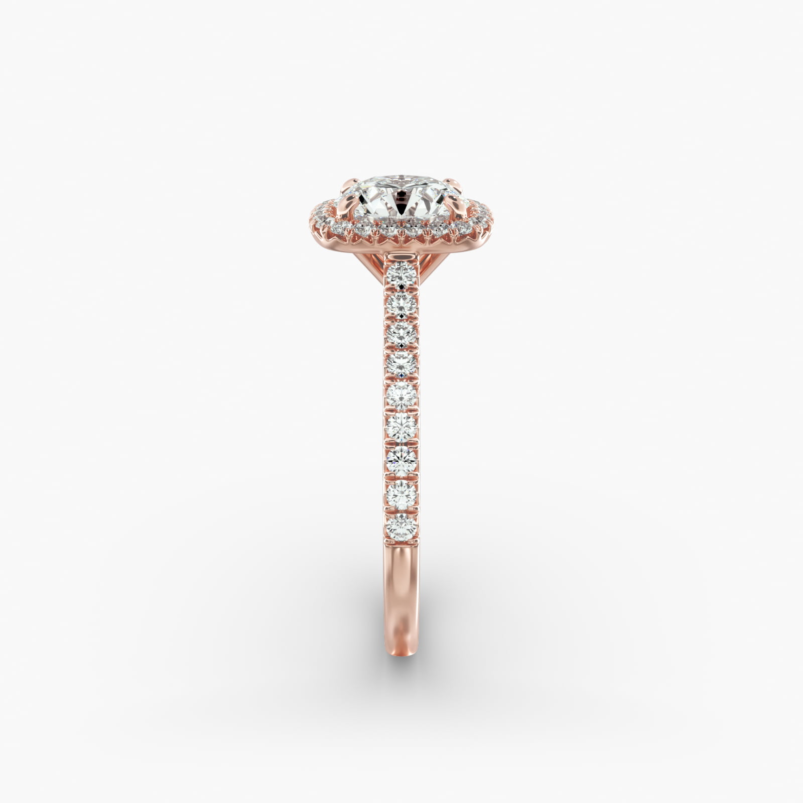 Cushion Outline Pavé Diamond Halo Engagement Ring In 14K Rose Gold