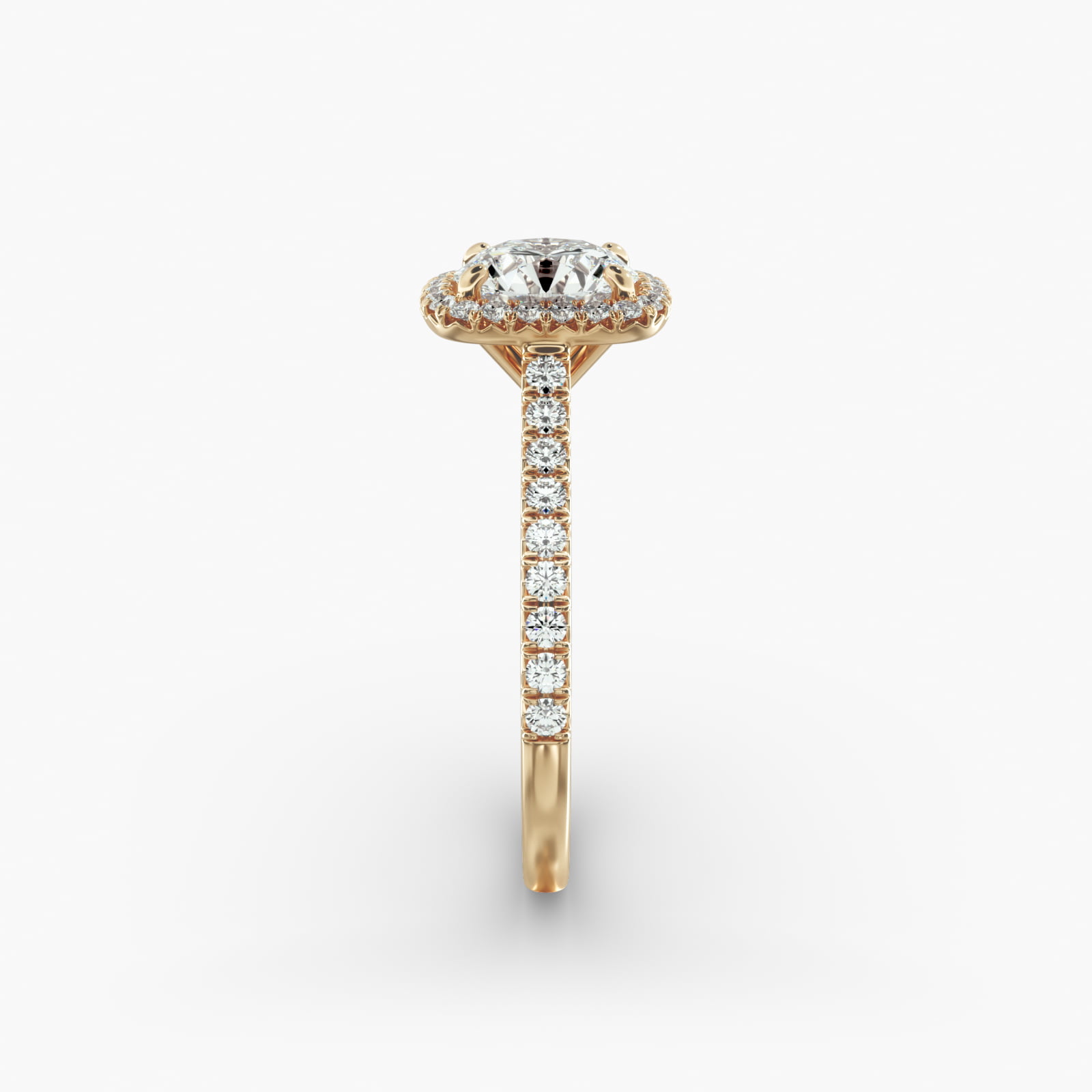 Cushion Outline Pavé Diamond Halo Engagement Ring In 14K Yellow Gold