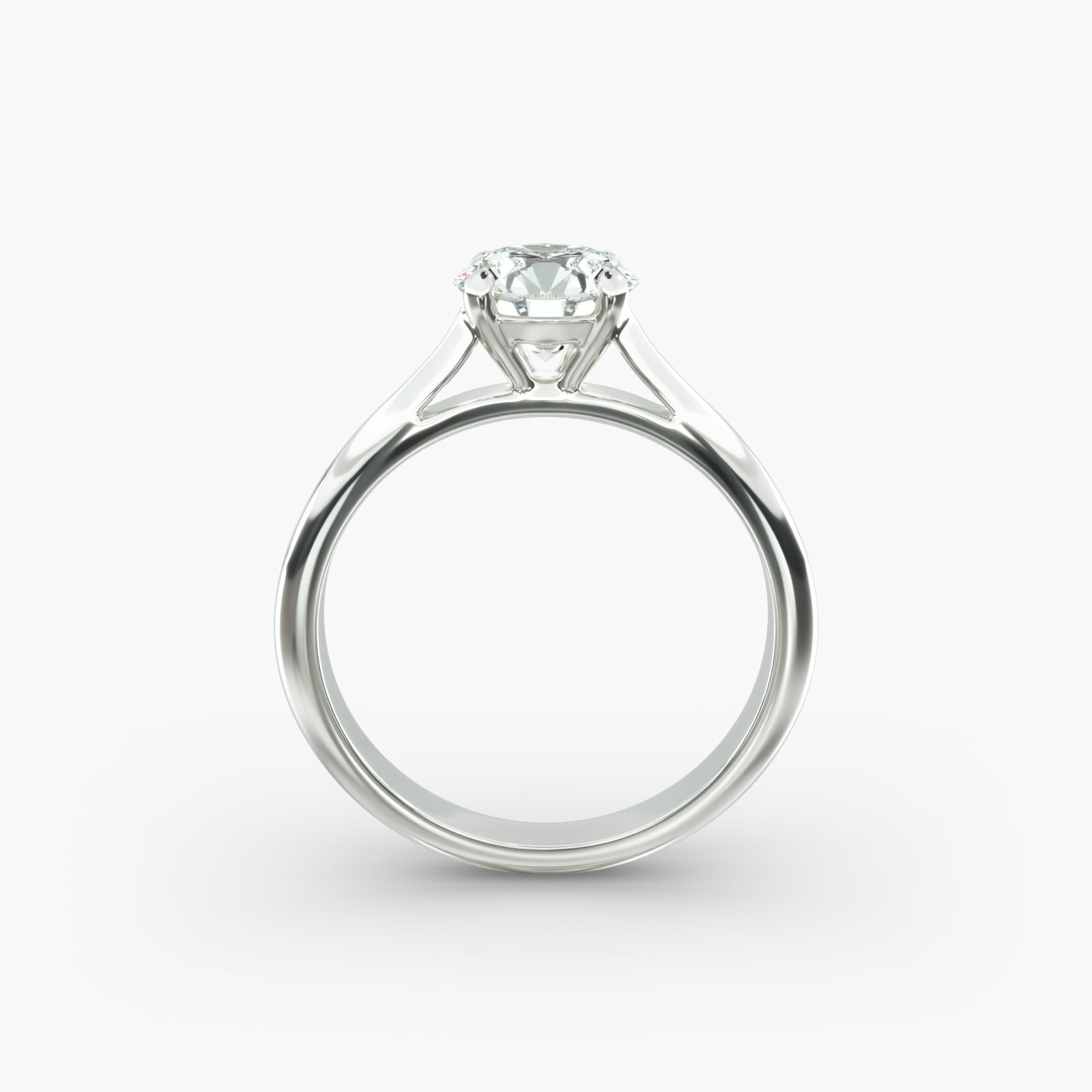 Sleek Solitaire Engagement Ring In 18K White Gold