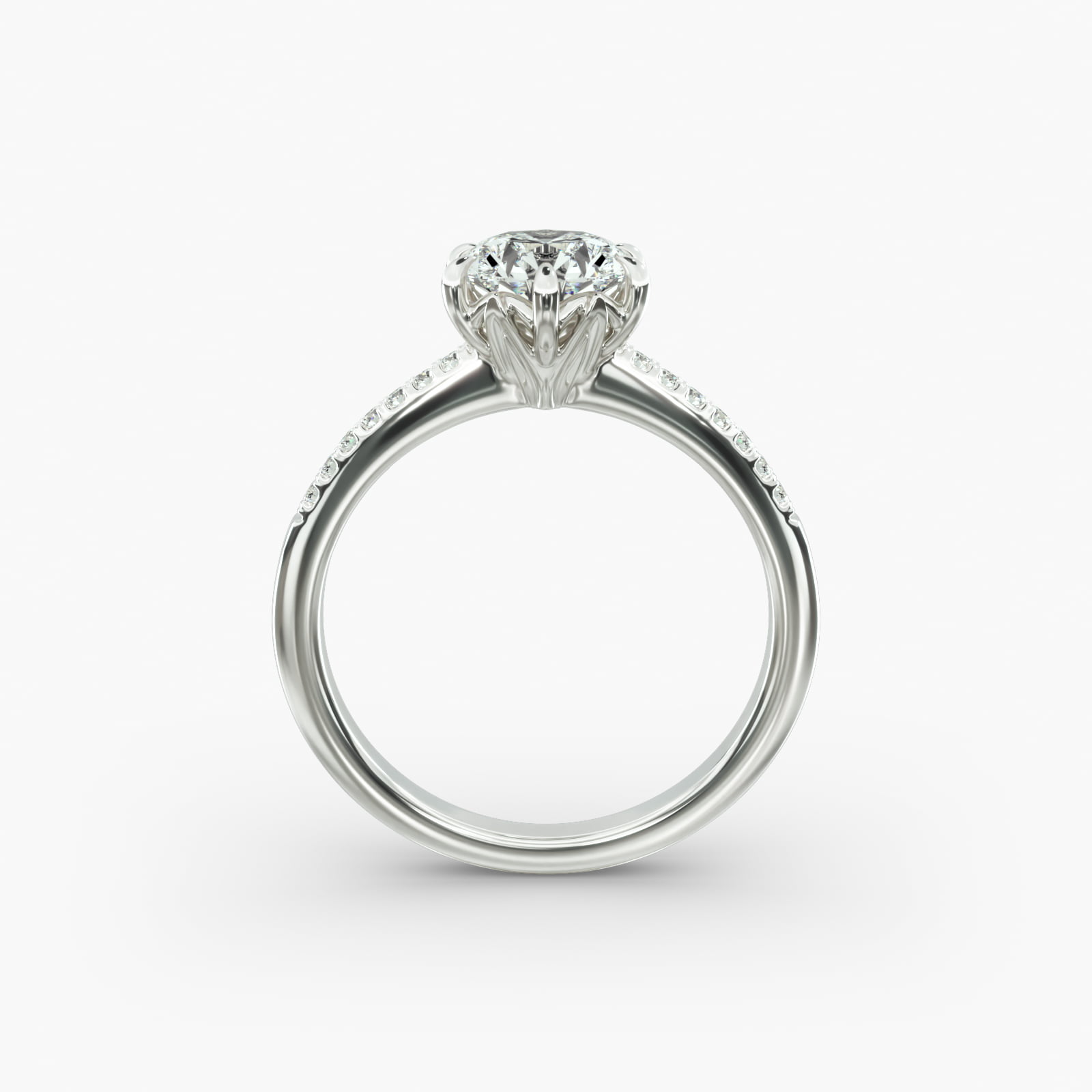 18K White Gold Modified French Cut Six Prong Engagement Ring