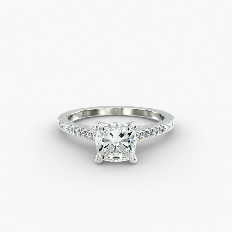 Petite Pavé Cathedral Diamond Engagement Ring In Platinum