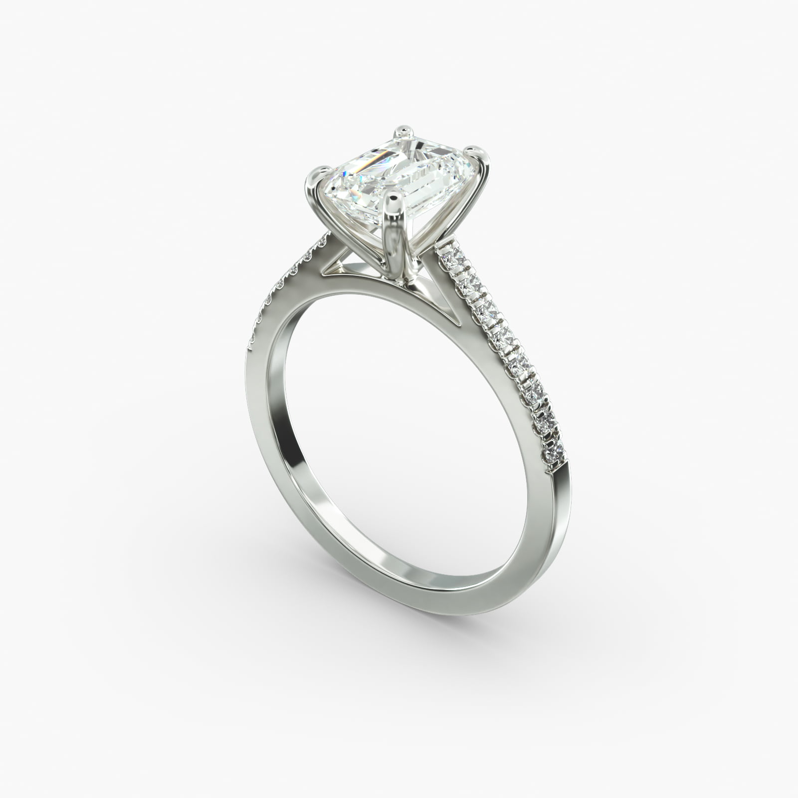 IGI 1.68 Carat J-VS1 Very Good Cut Emerald Diamond Petite Pavé ...