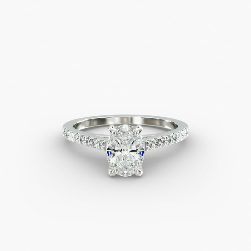 Petite Pavé Cathedral Diamond Engagement Ring In Platinum