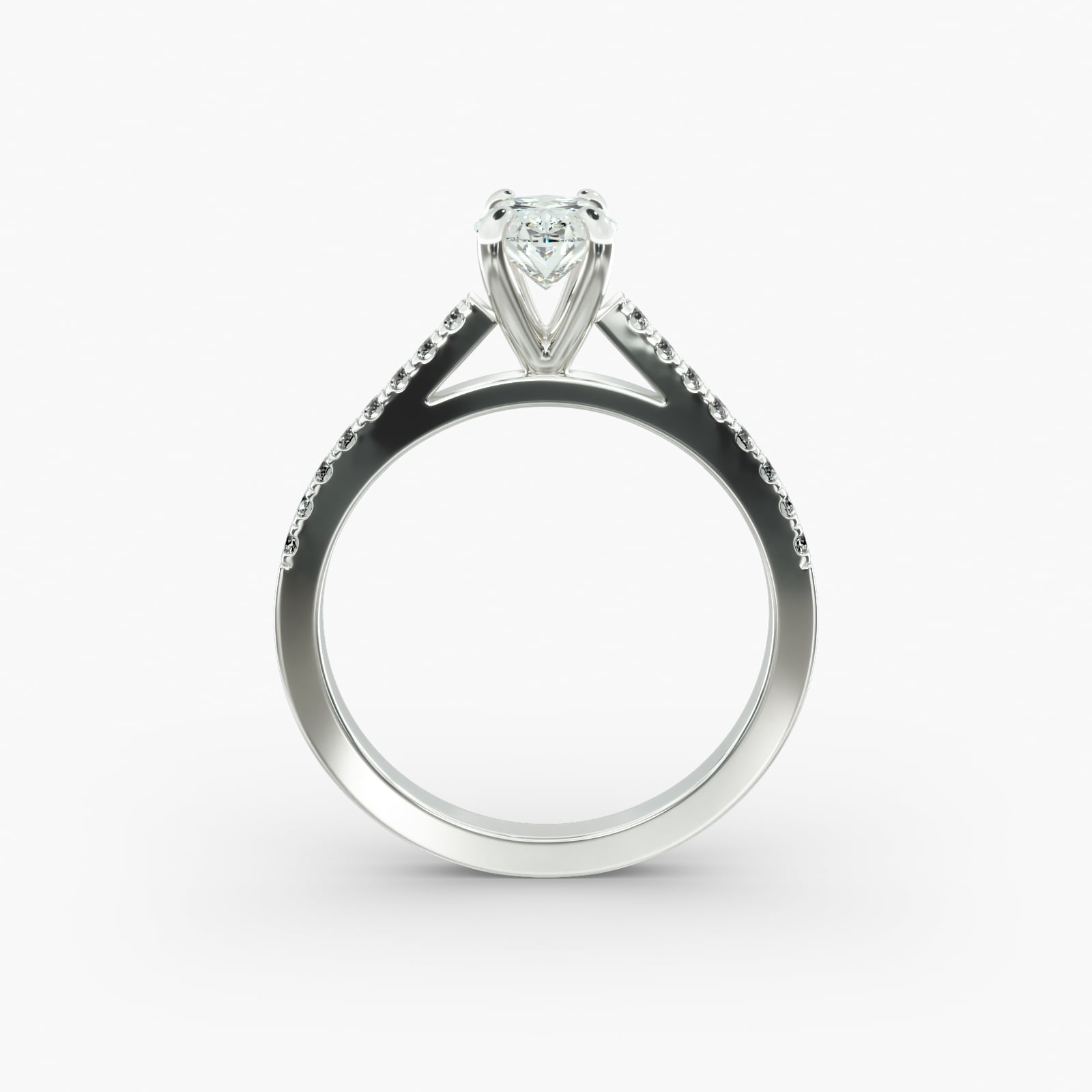 Petite Pavé Cathedral Diamond Engagement Ring In Platinum