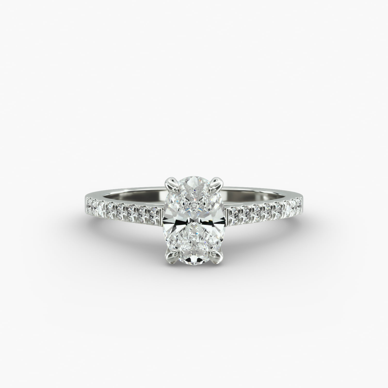 Petite Pavé Cathedral Diamond Engagement Ring In Platinum