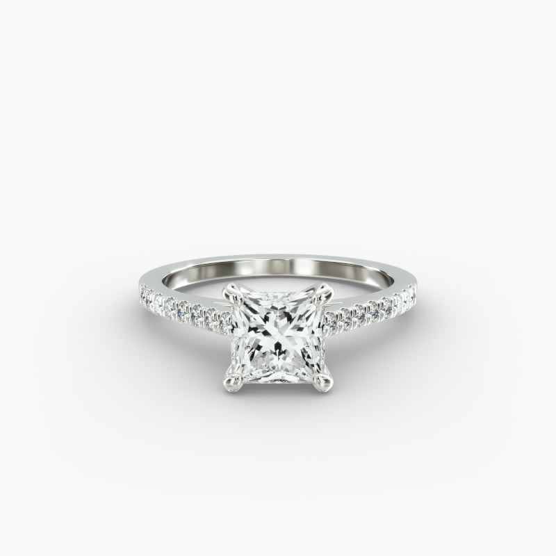 Petite Pavé Cathedral Diamond Engagement Ring In Platinum