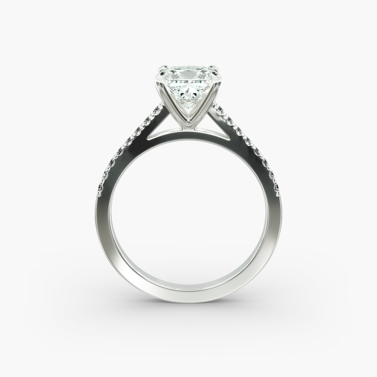 Petite Pavé Cathedral Diamond Engagement Ring In Platinum