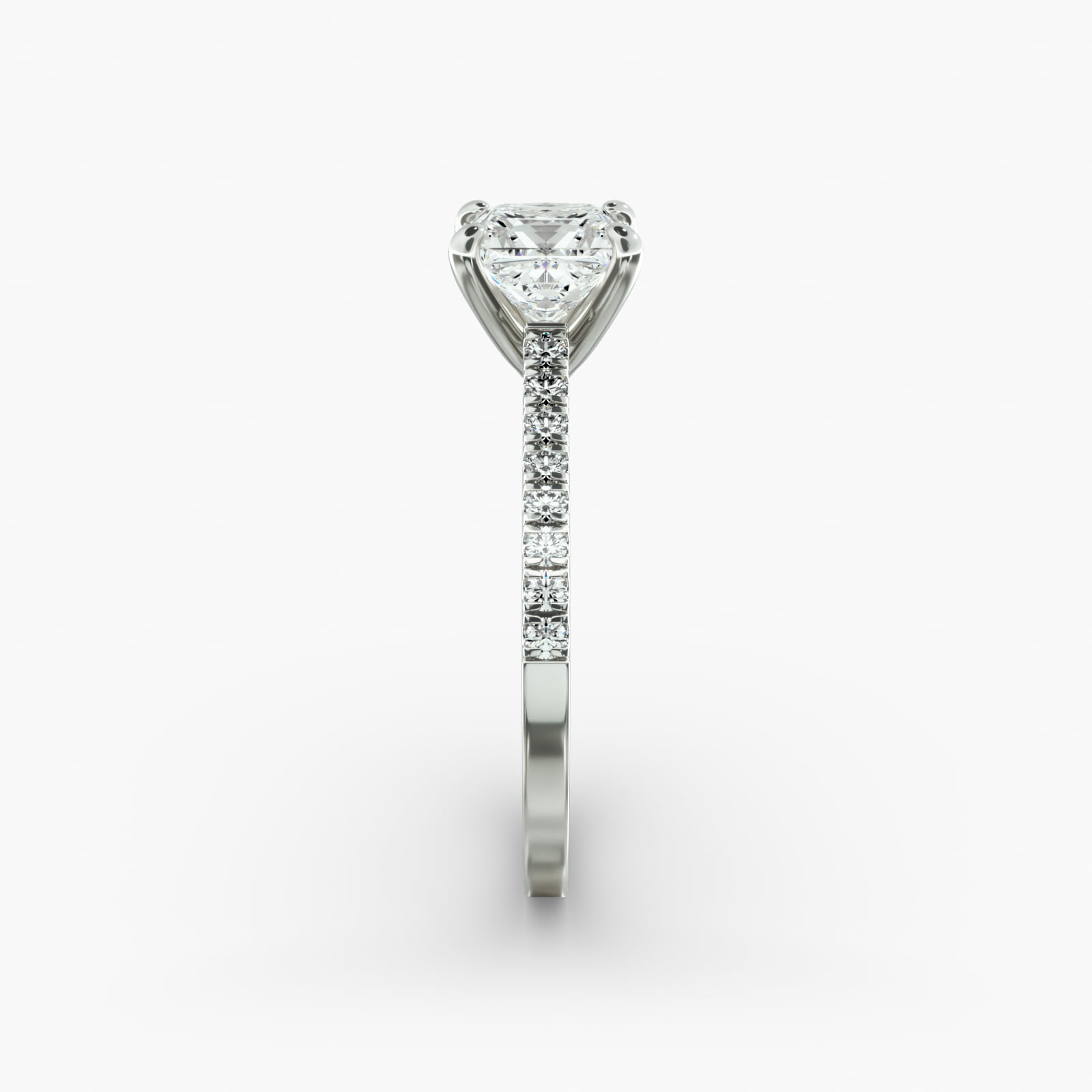 Petite Pavé Cathedral Diamond Engagement Ring In Platinum