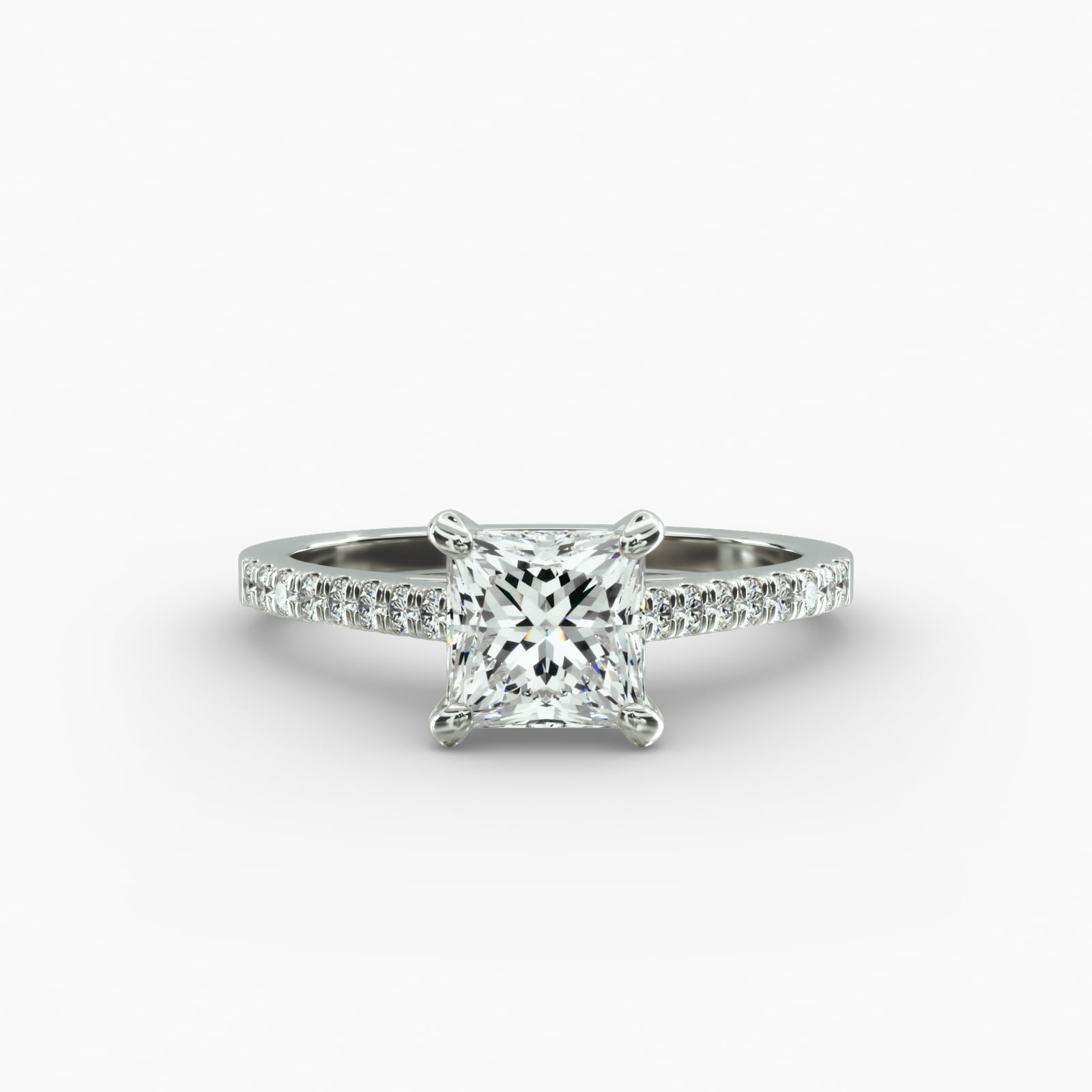 Petite Pavé Cathedral Diamond Engagement Ring In Platinum