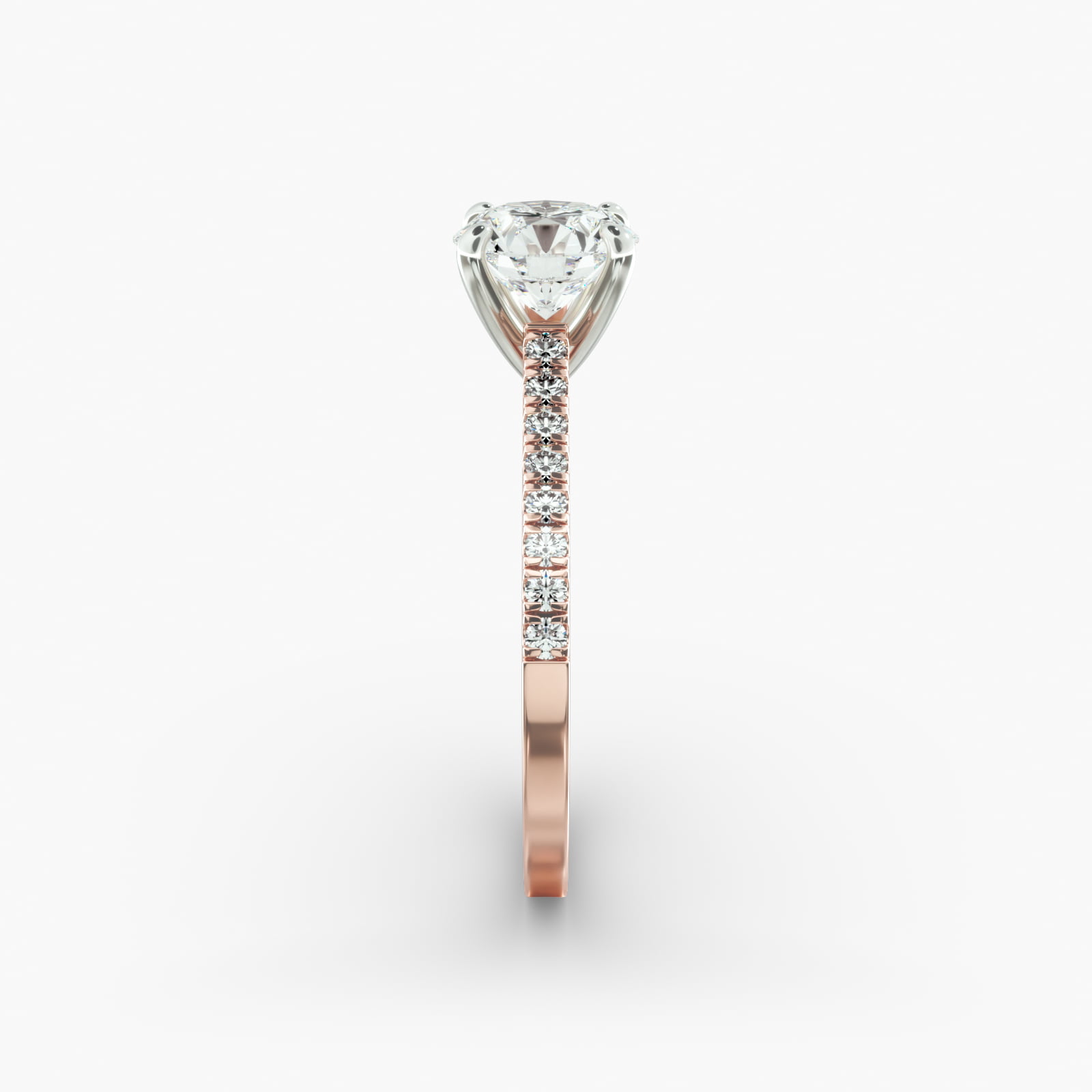 Petite Pavé Cathedral Diamond Engagement Ring In 14K Rose Gold
