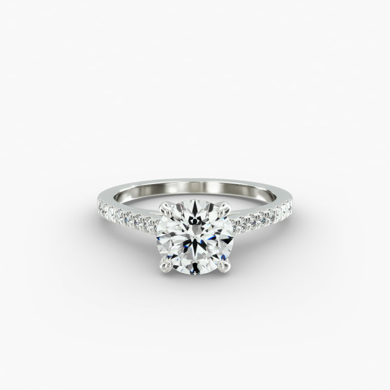 Petite Pavé Cathedral Diamond Engagement Ring In Platinum