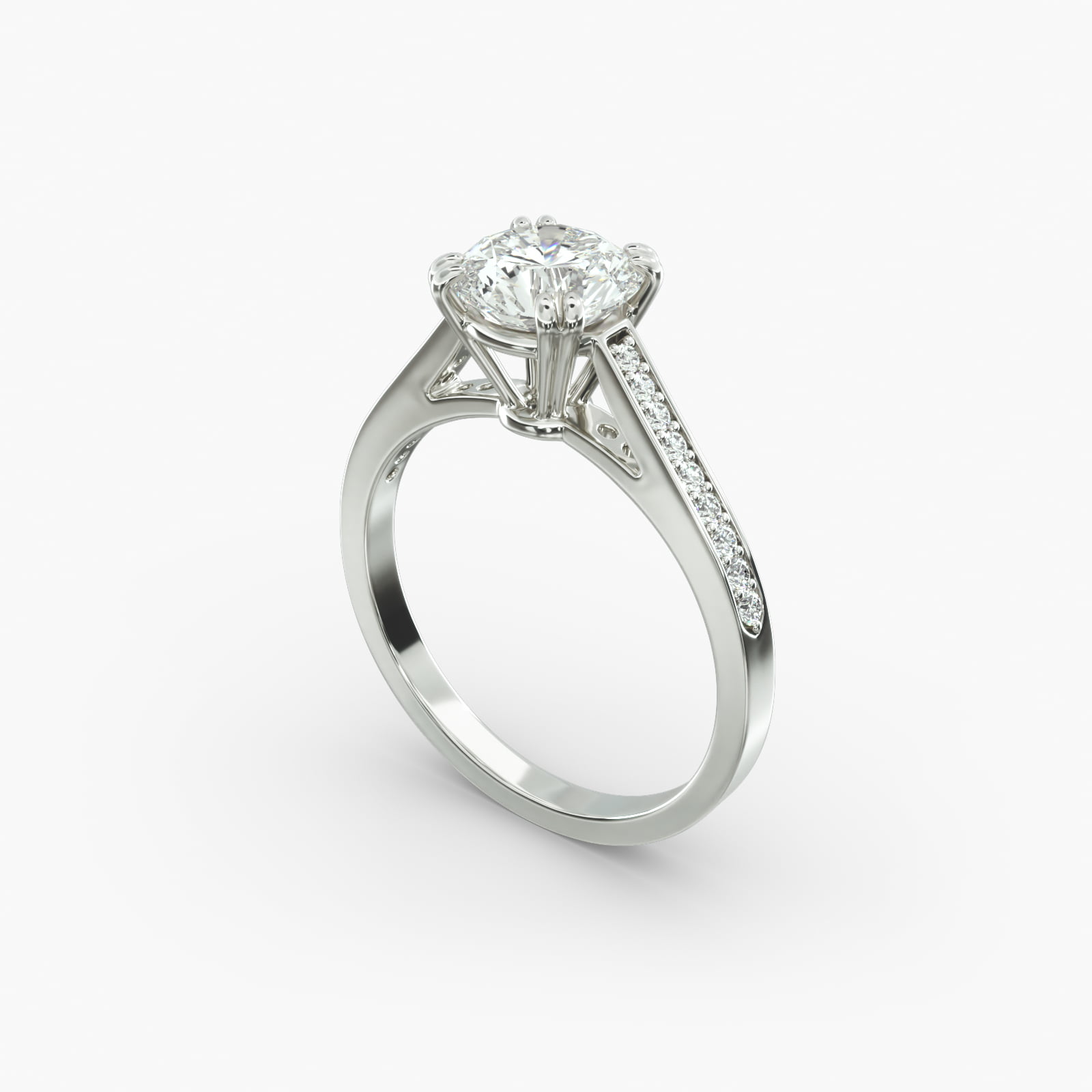 Double Claw Prong Pavé Set Diamond Engagement Ring In Platinum-17128p - Main Image
