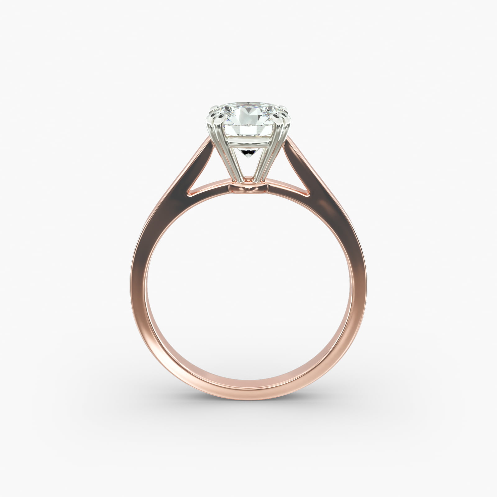 Double Claw Prong Solitaire Engagement Ring In 14K Rose Gold