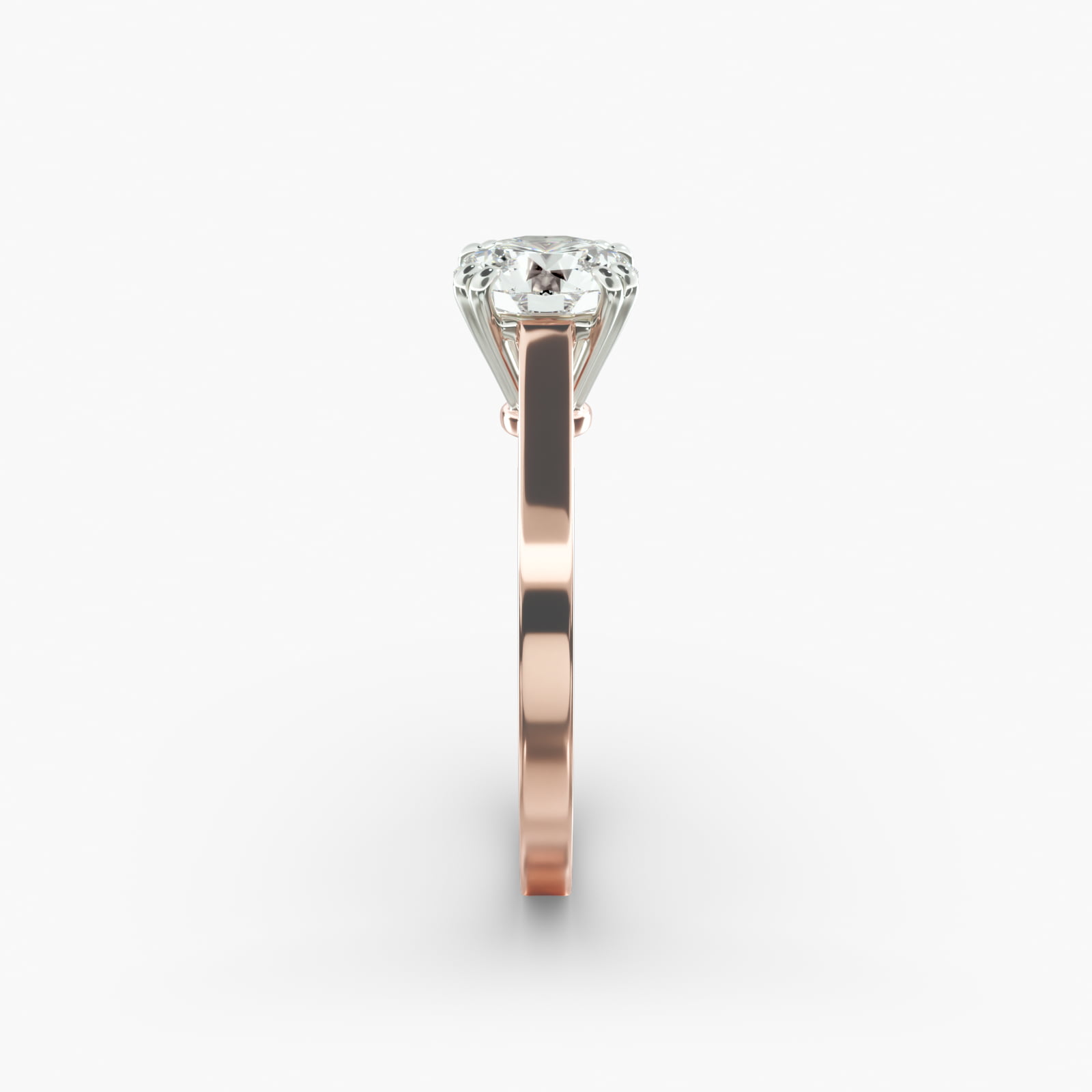 Double Claw Prong Solitaire Engagement Ring In 14K Rose Gold