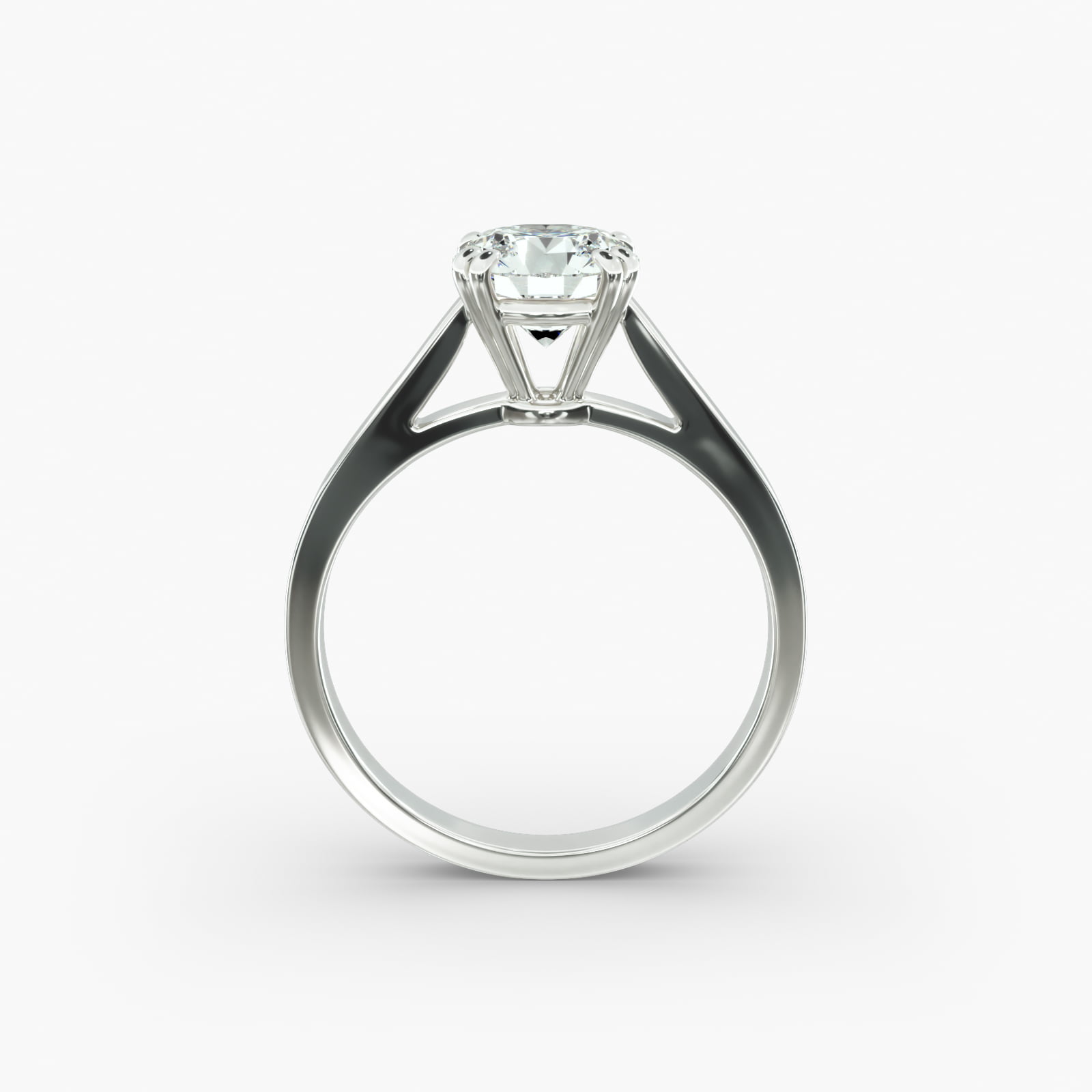 Double Claw Prong Solitaire Engagement Ring In 14K White Gold