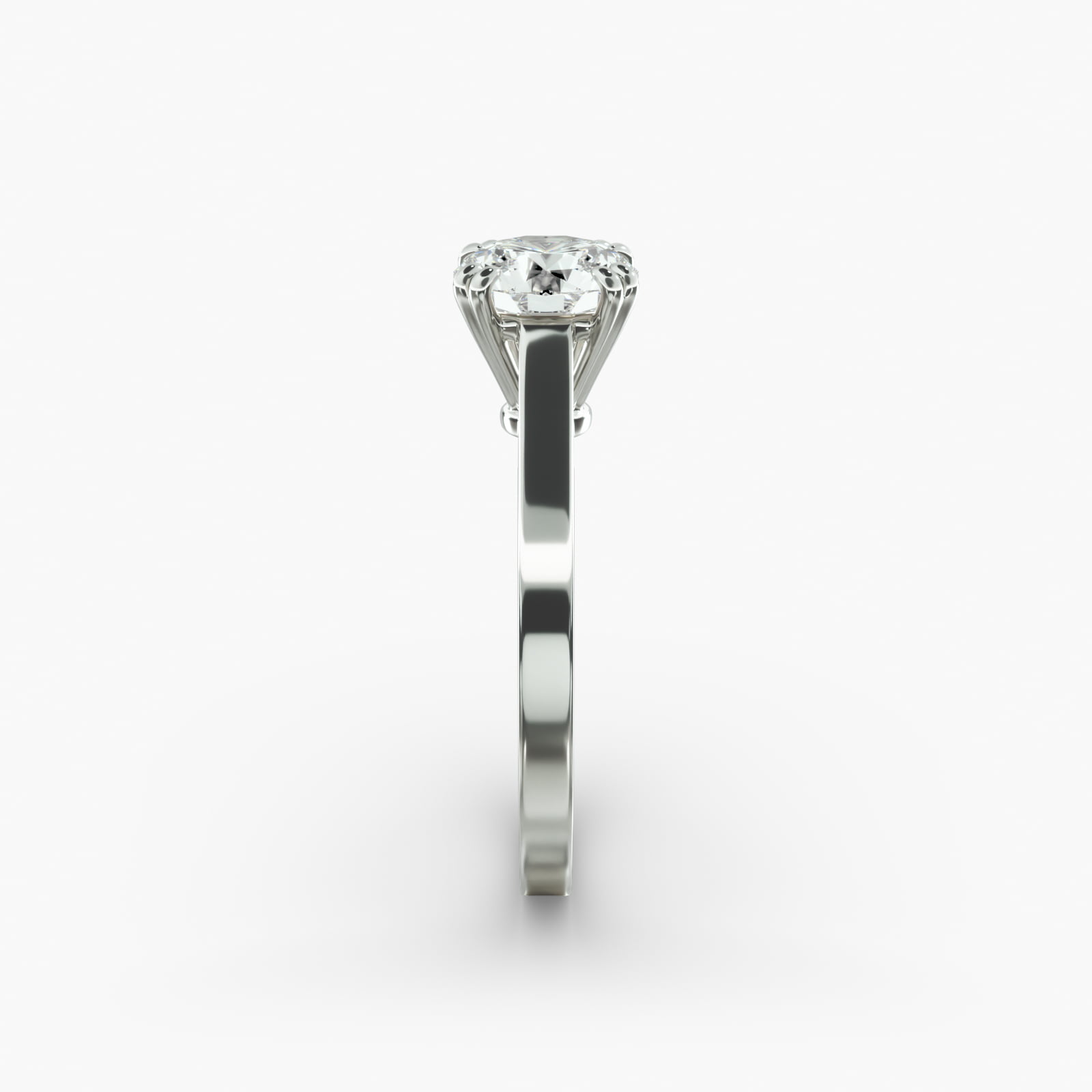 Double Claw Prong Solitaire Engagement Ring In 14K White Gold