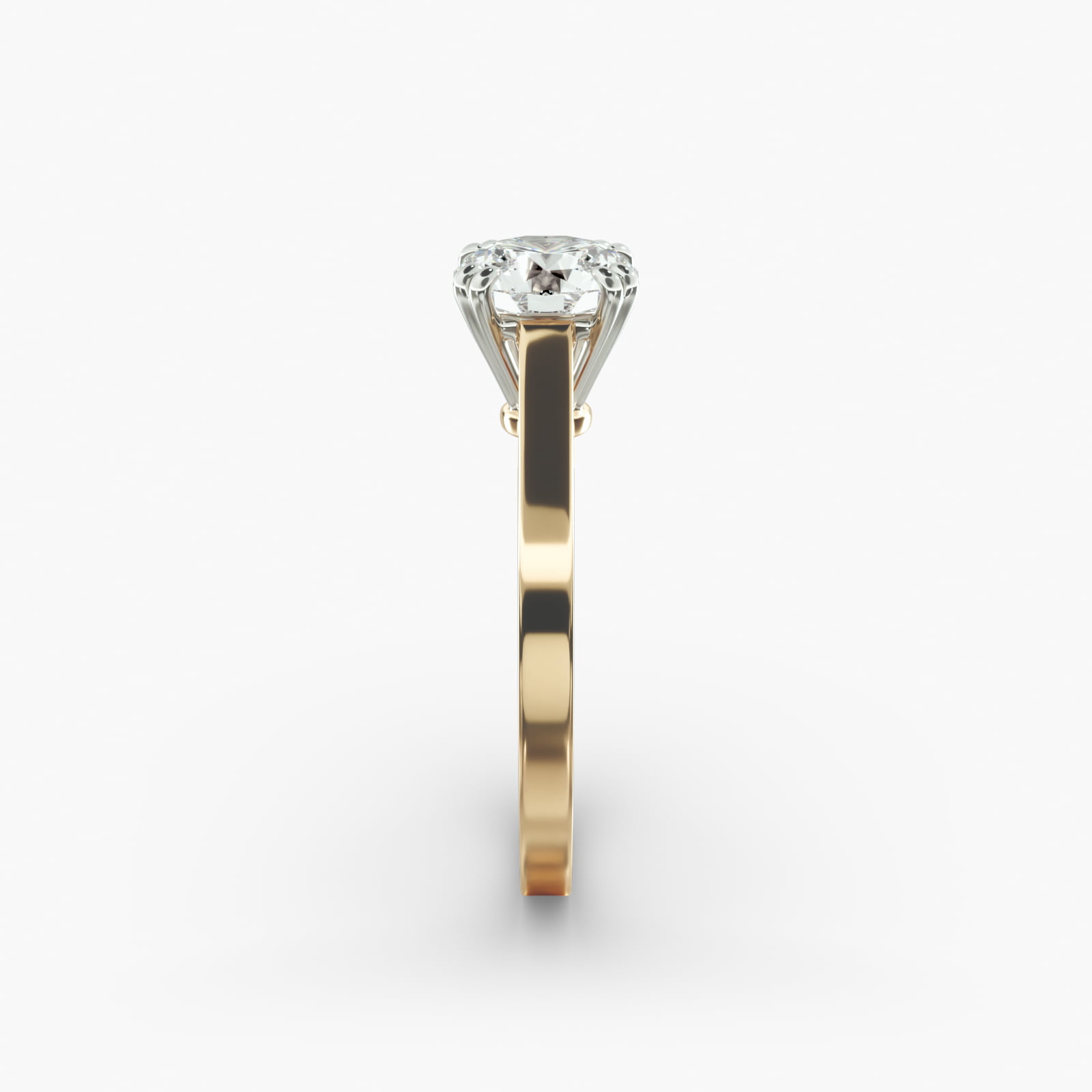 Double Claw Prong Solitaire Engagement Ring In 14K Yellow Gold