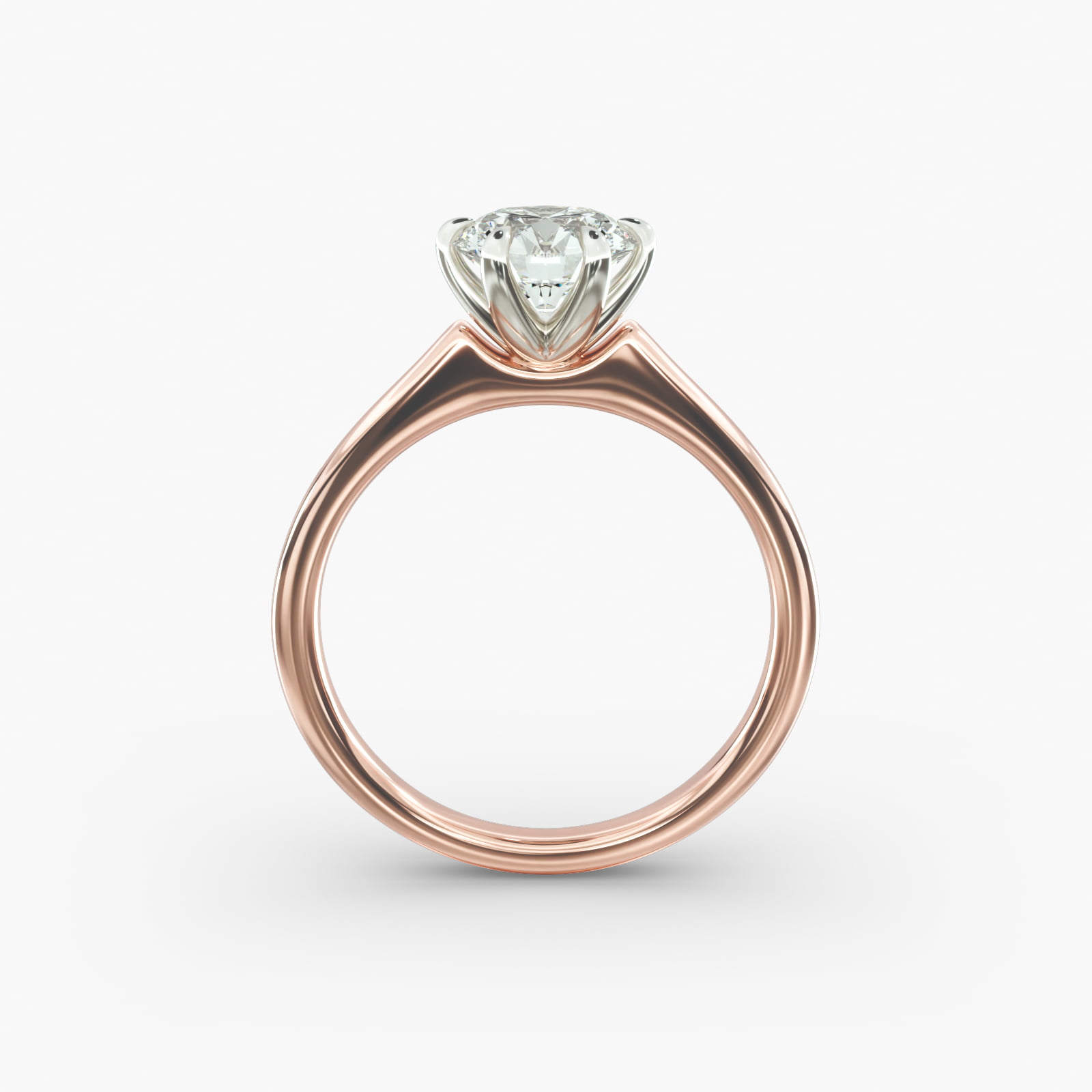 Tapered Six Prong Solitaire Engagement Ring In 14K Rose Gold