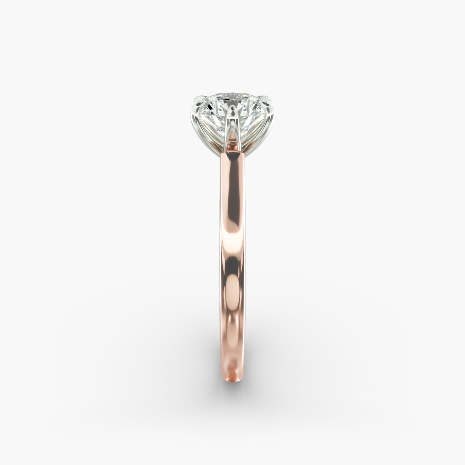 Tapered Six Prong Solitaire Engagement Ring In 14K Rose Gold