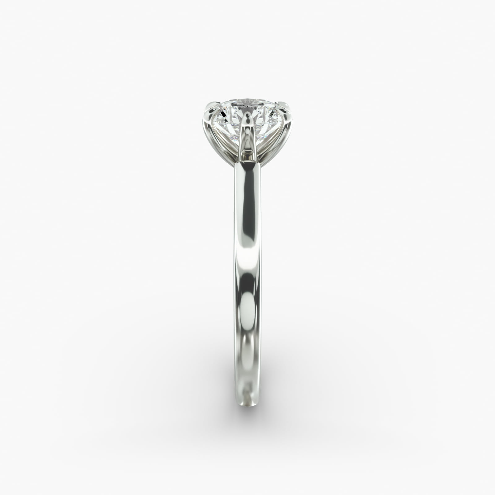 Tapered Six Prong Solitaire Engagement Ring In 14K White Gold