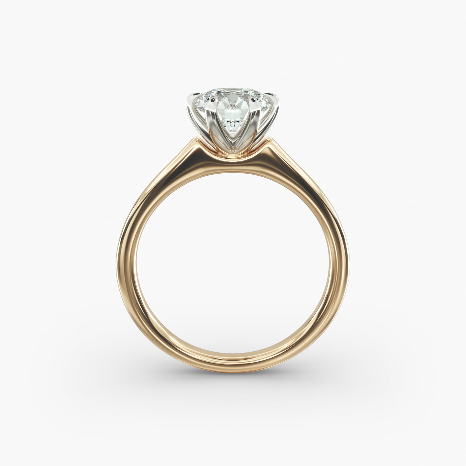Tapered Six Prong Solitaire Engagement Ring In 18K Yellow Gold