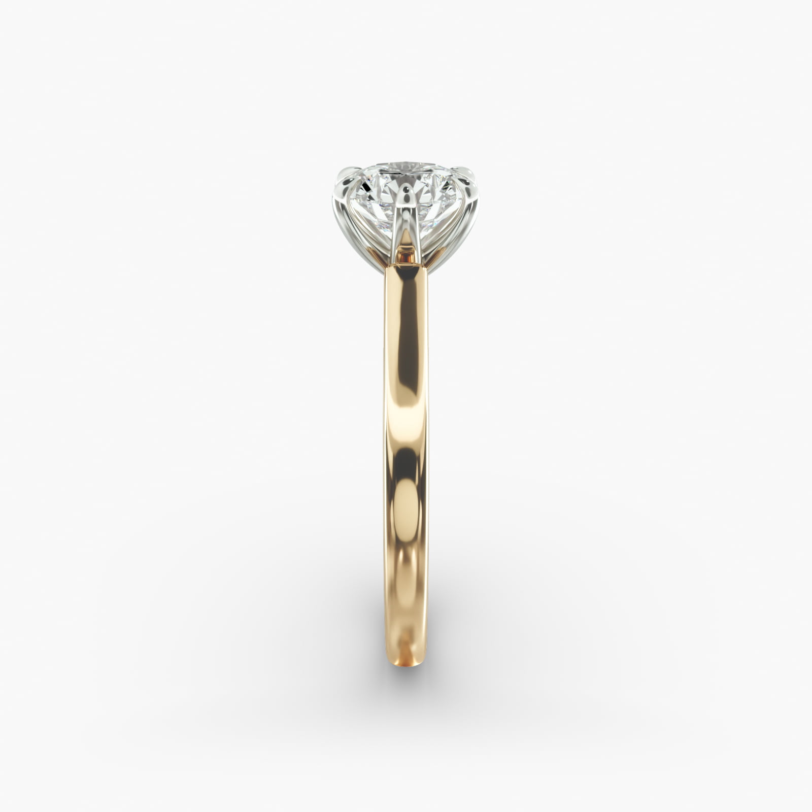 Tapered Six Prong Solitaire Engagement Ring In 18K Yellow Gold
