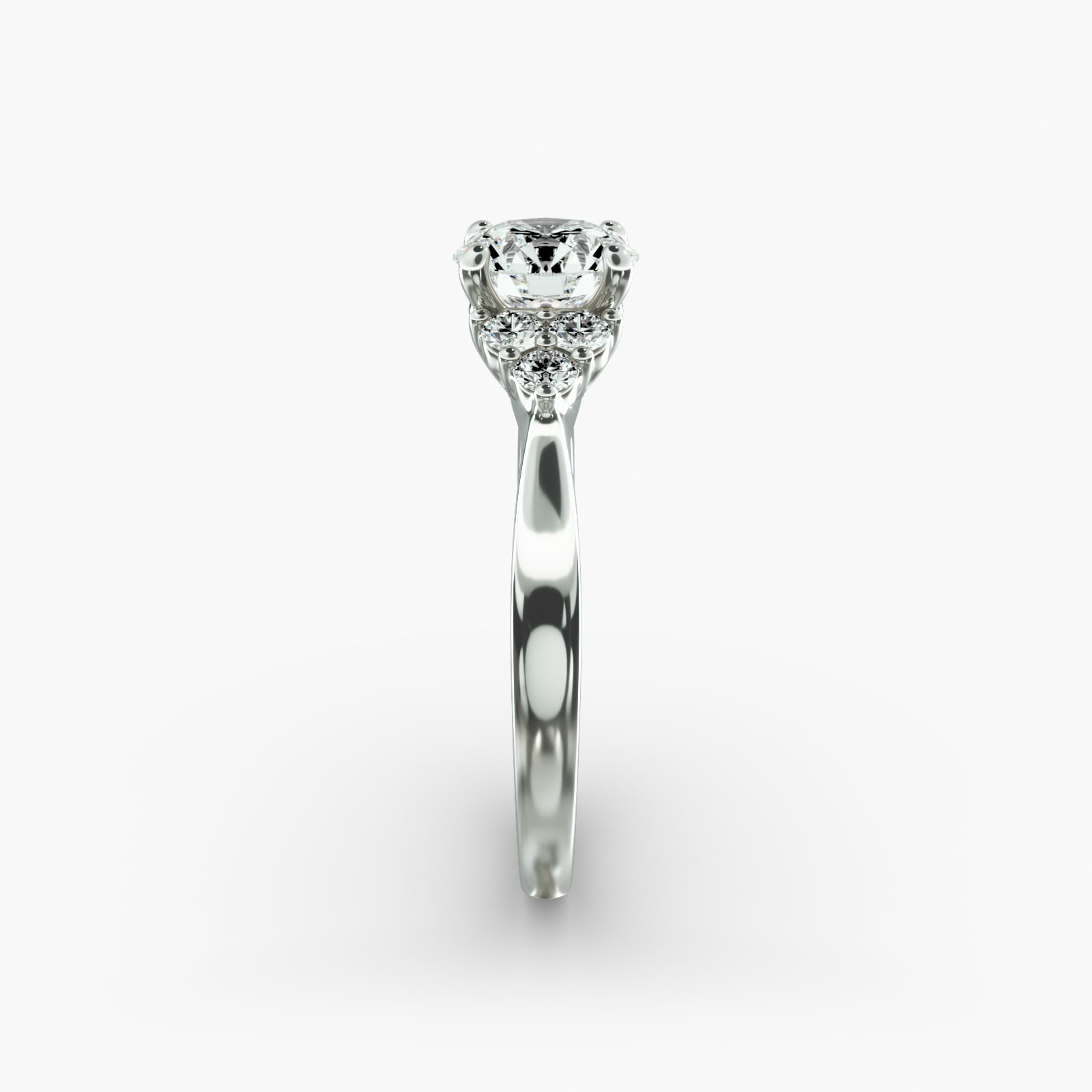 Triple Side Stone Diamond Engagement Ring In Platinum