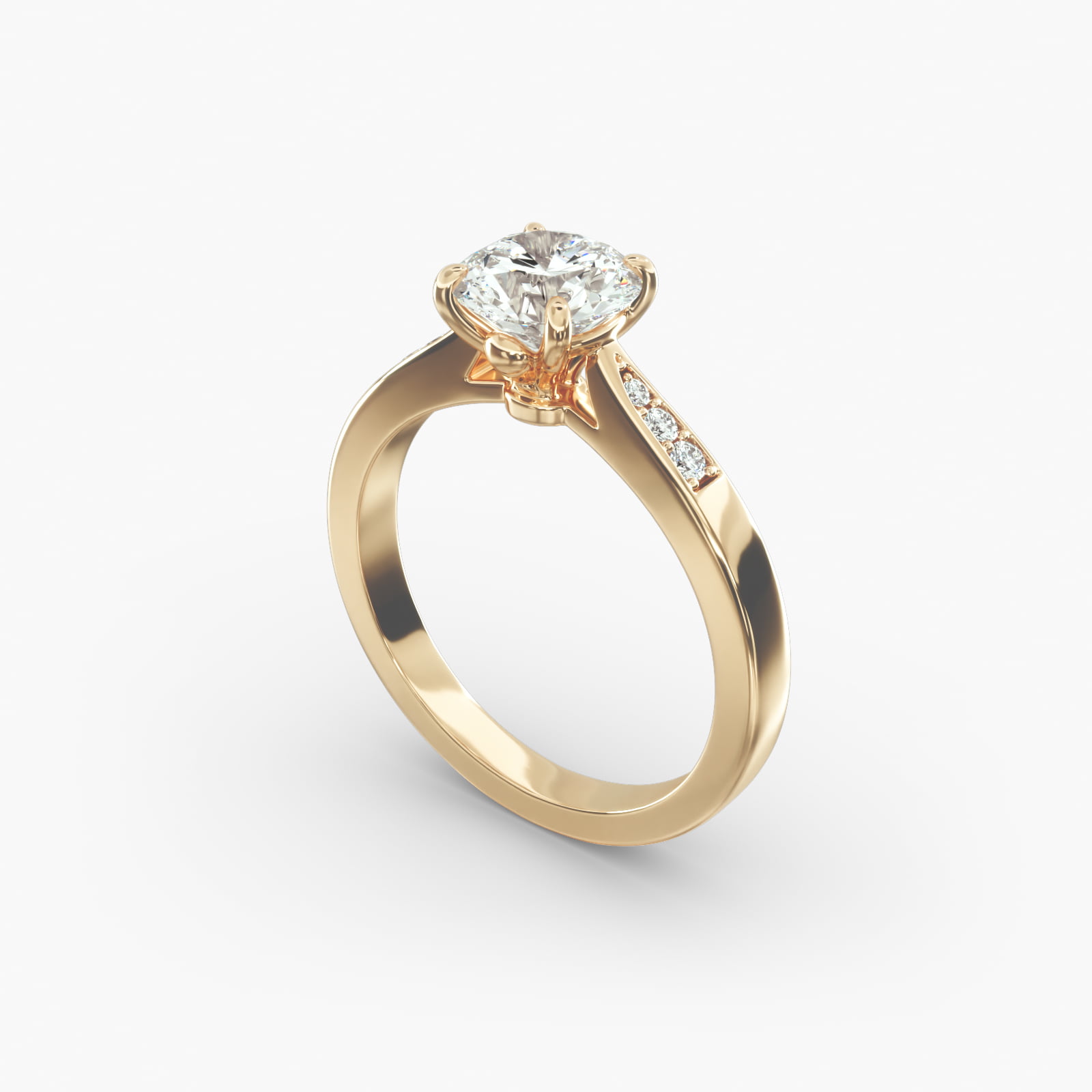 Petite Diamond Accent Pavé Engagement Ring In 18K Yellow Gold-17147y