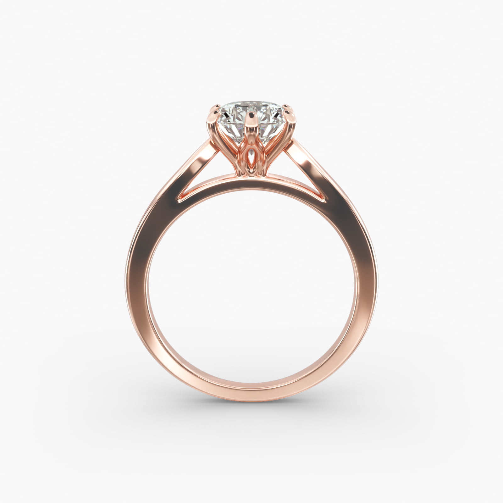 Petite Flower Solitaire Engagement Ring In 14K Rose Gold