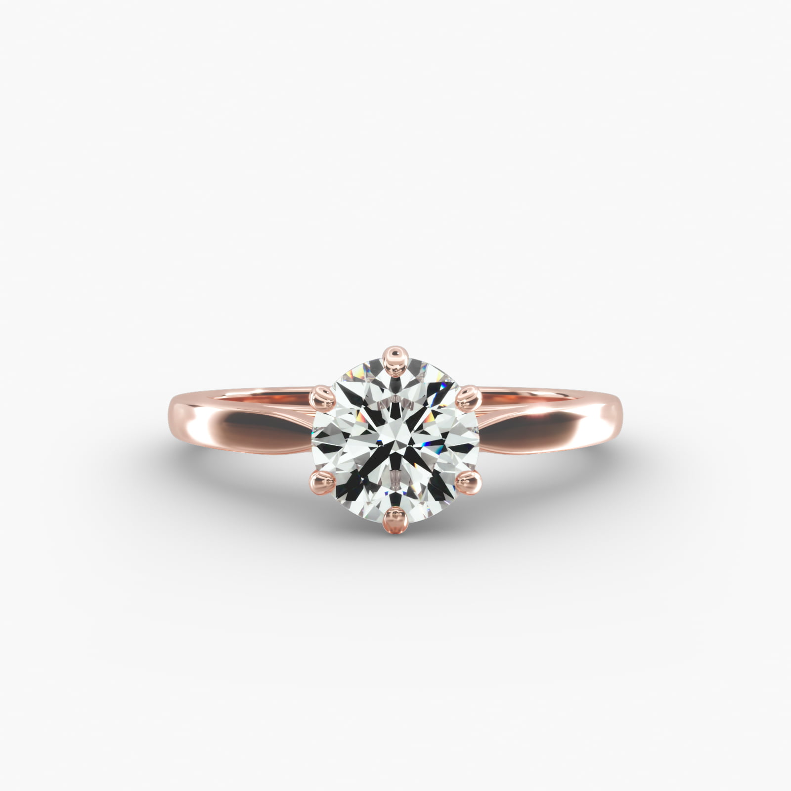 Petite Flower Solitaire Engagement Ring In 14K Rose Gold