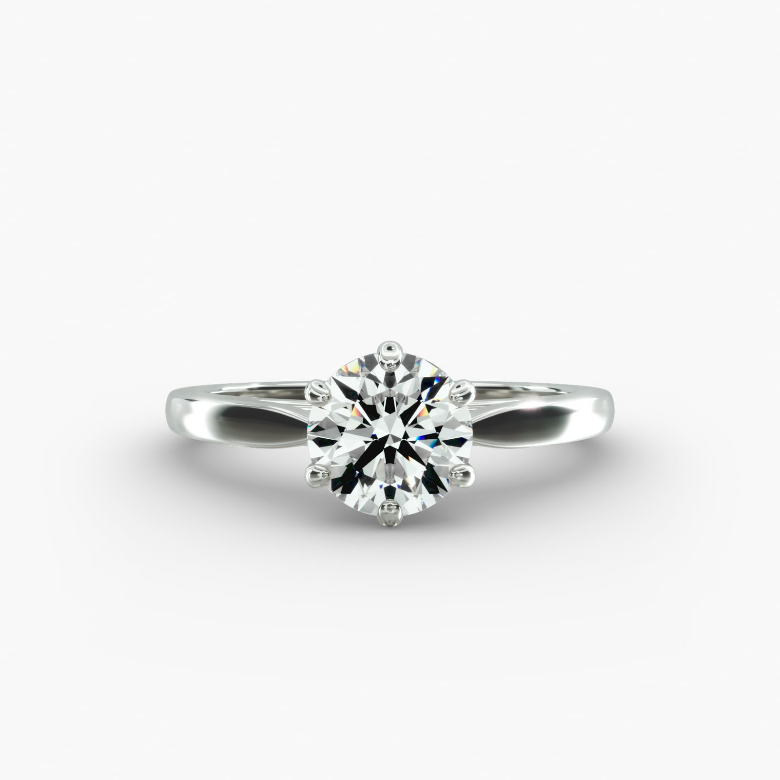 Petite Flower Solitaire Engagement Ring In 18K White Gold