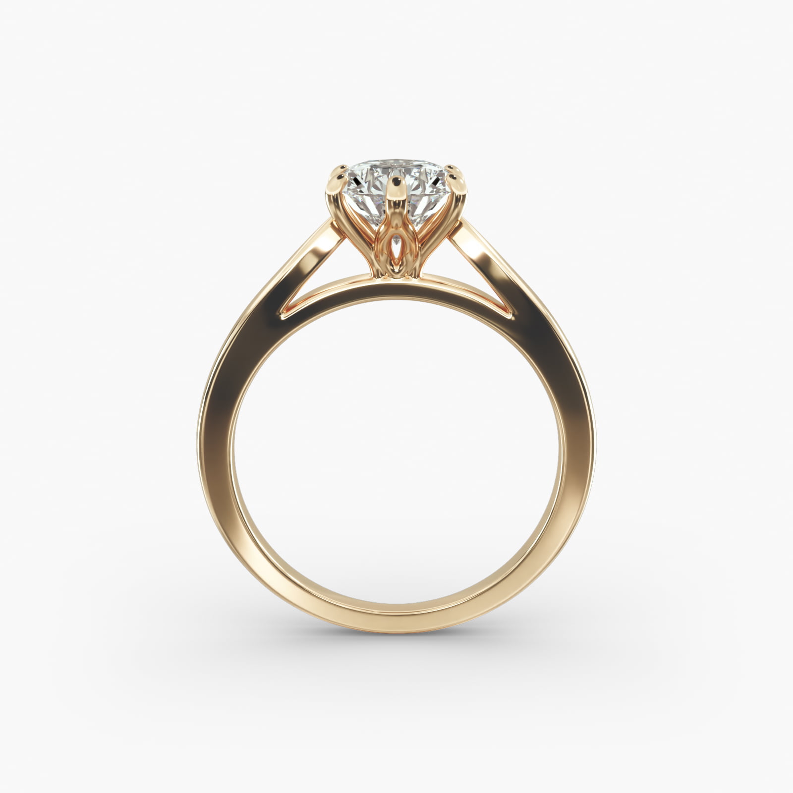 Petite Flower Solitaire Engagement Ring In 14K Yellow Gold