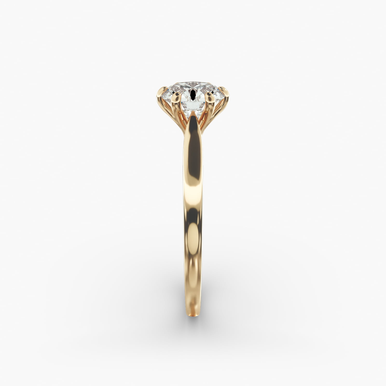 Petite Flower Solitaire Engagement Ring In 14K Yellow Gold
