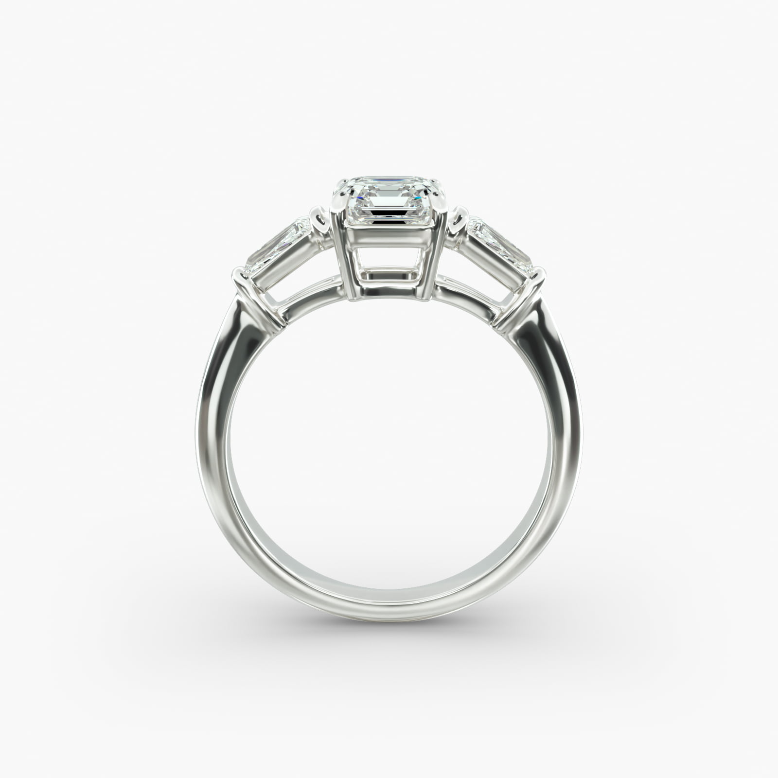 Tapered Baguette Diamond Three Stone Engagement Ring In Platinum