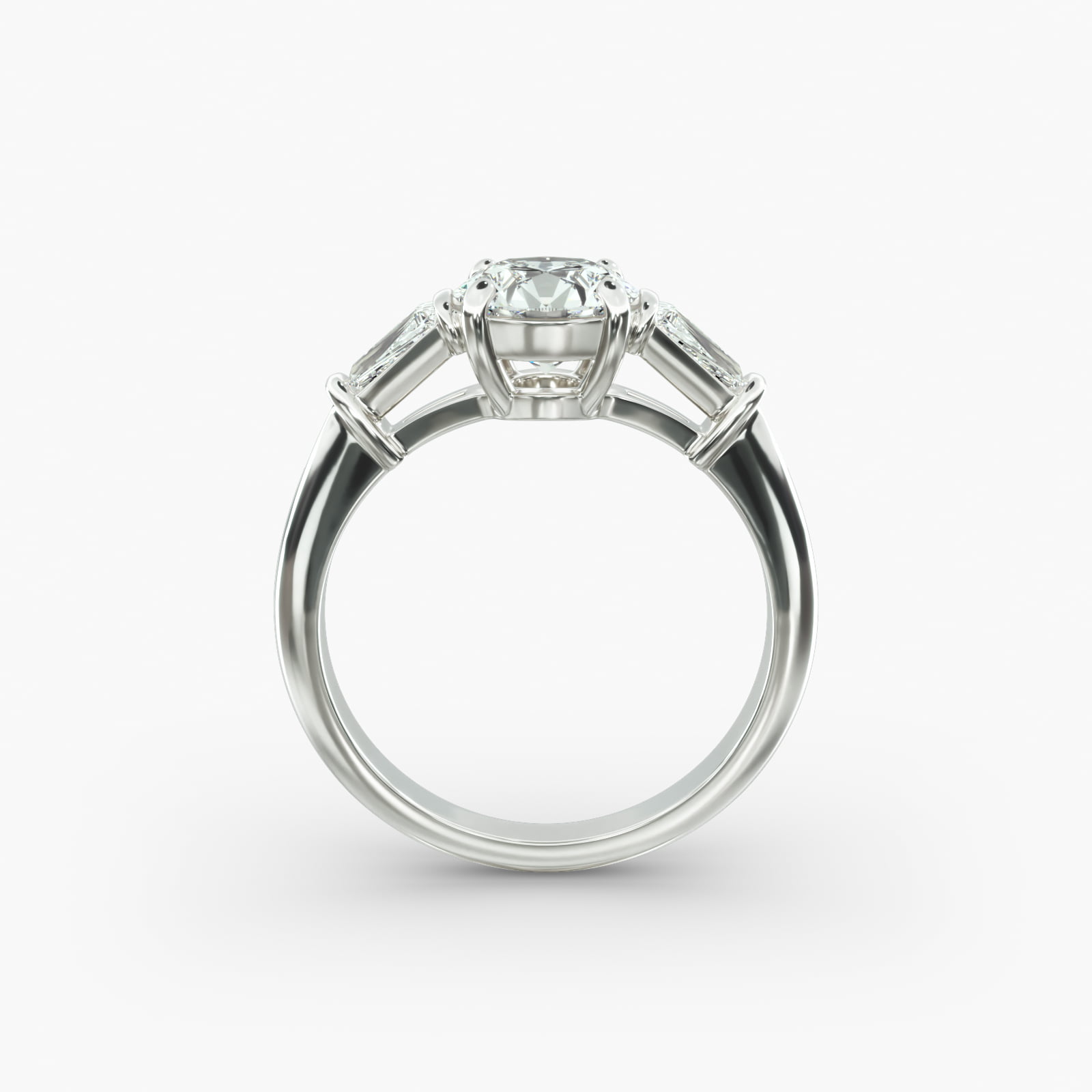 Tapered Baguette Diamond Three Stone Engagement Ring In Platinum