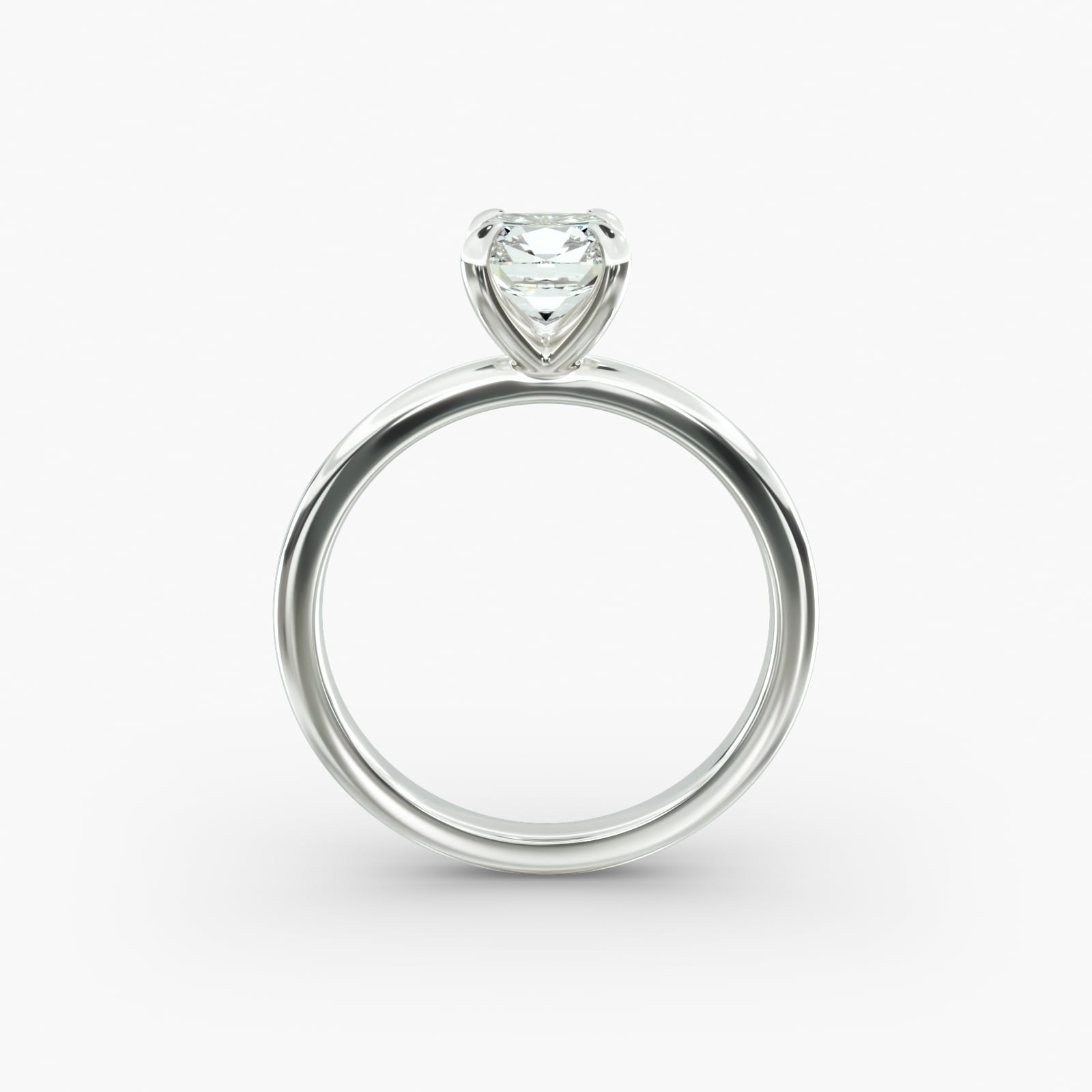 Flush Fit Claw Prong Solitaire Engagement Ring In 14K White Gold