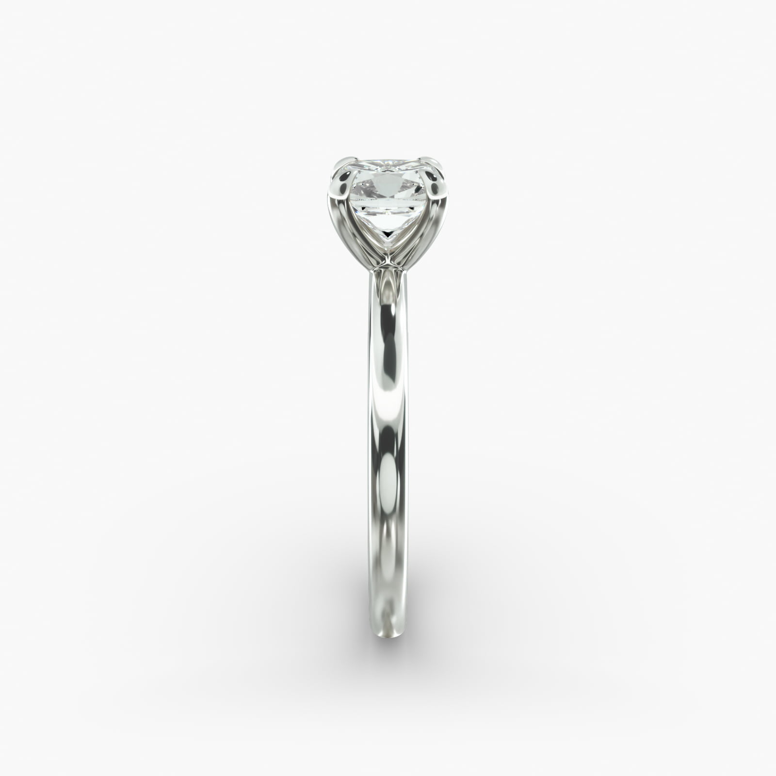 Flush Fit Claw Prong Solitaire Engagement Ring In 14K White Gold