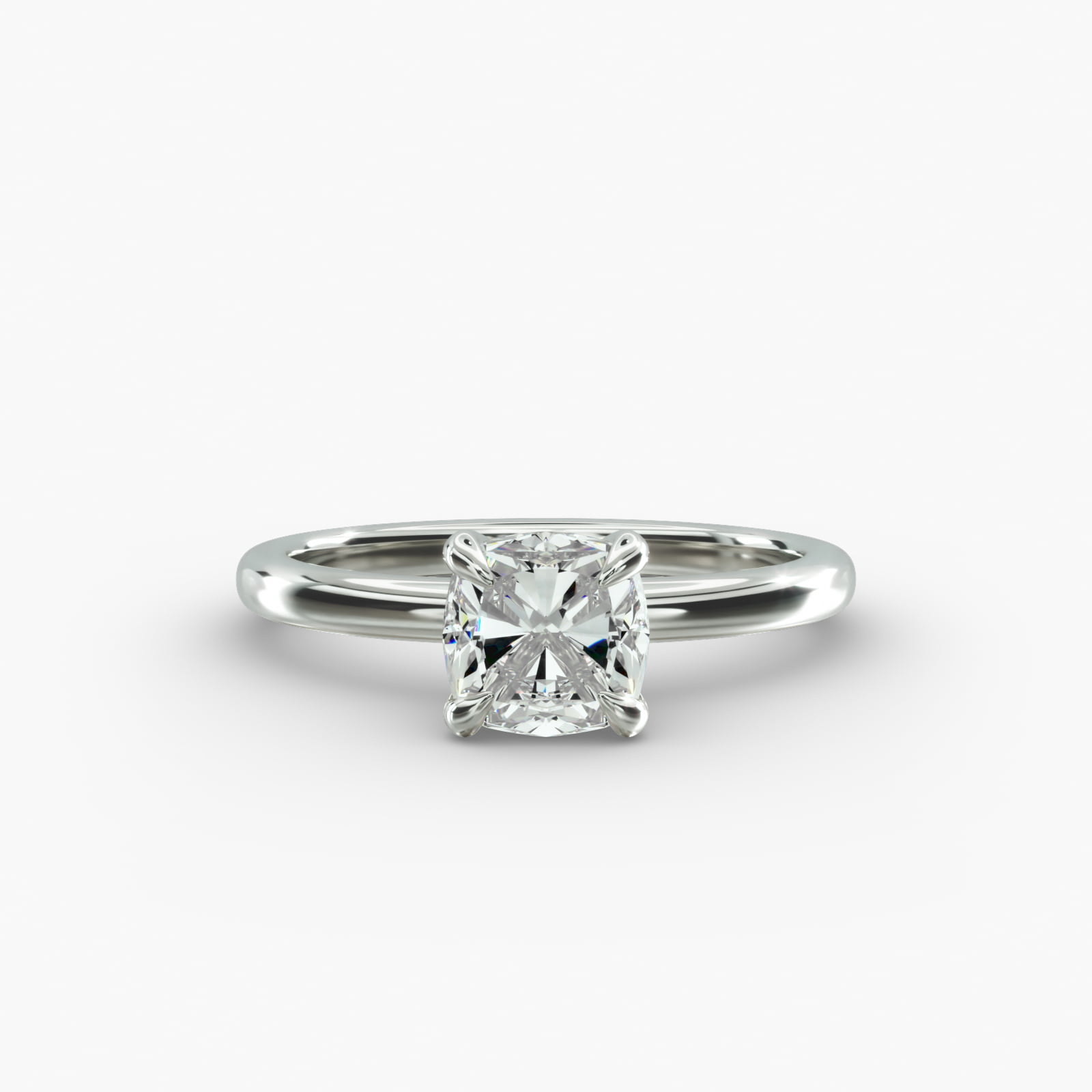 Flush Fit Claw Prong Solitaire Engagement Ring In 14K White Gold