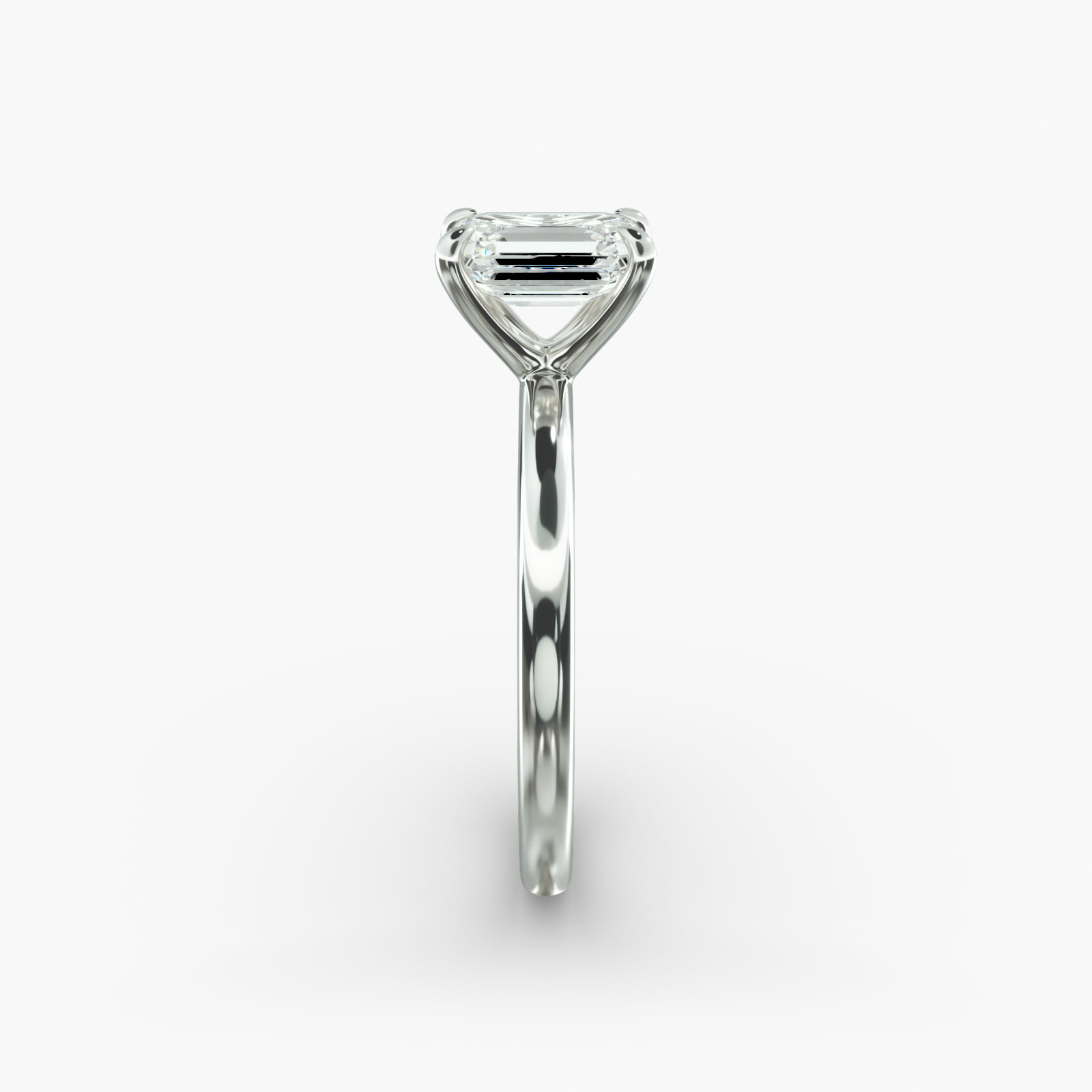 Flush Fit Claw Prong Solitaire Engagement Ring In 14K White Gold