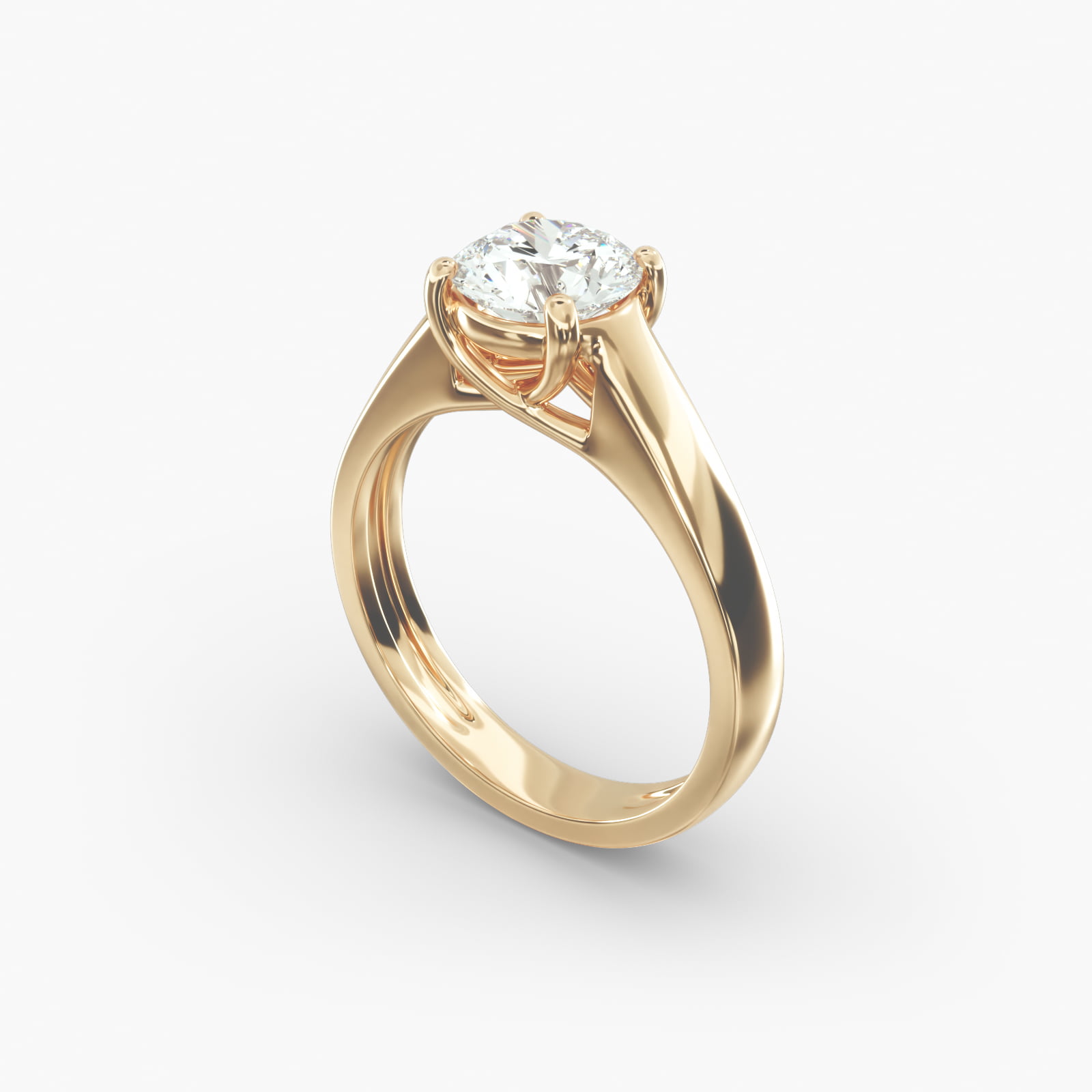 Thin Cross Prong Solitaire Engagement Ring In 14K Yellow Gold-17157y14