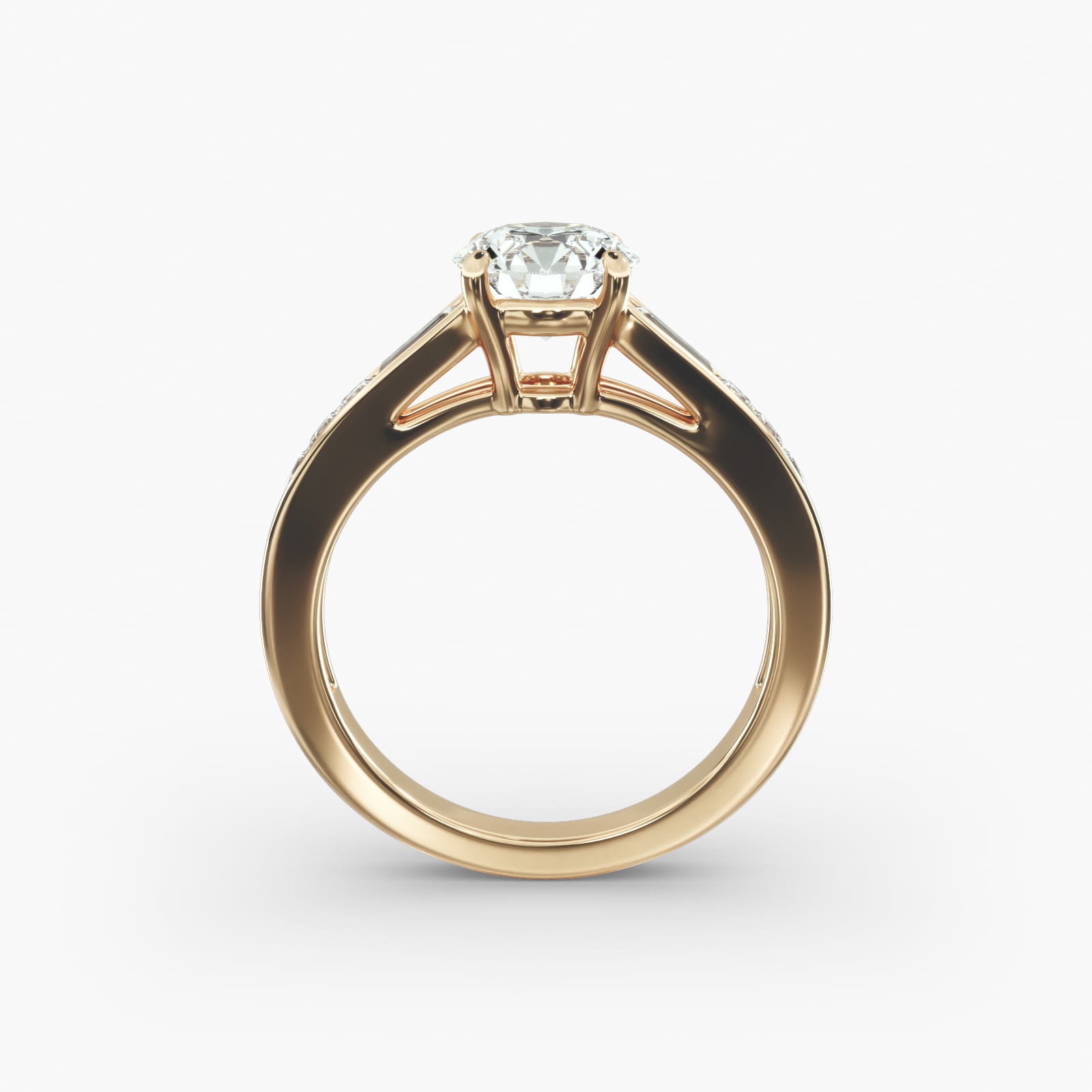 Engagement Ring With Channel Set Tapered Baguette And Princess Cut Diamonds In 18K Yellow Gold