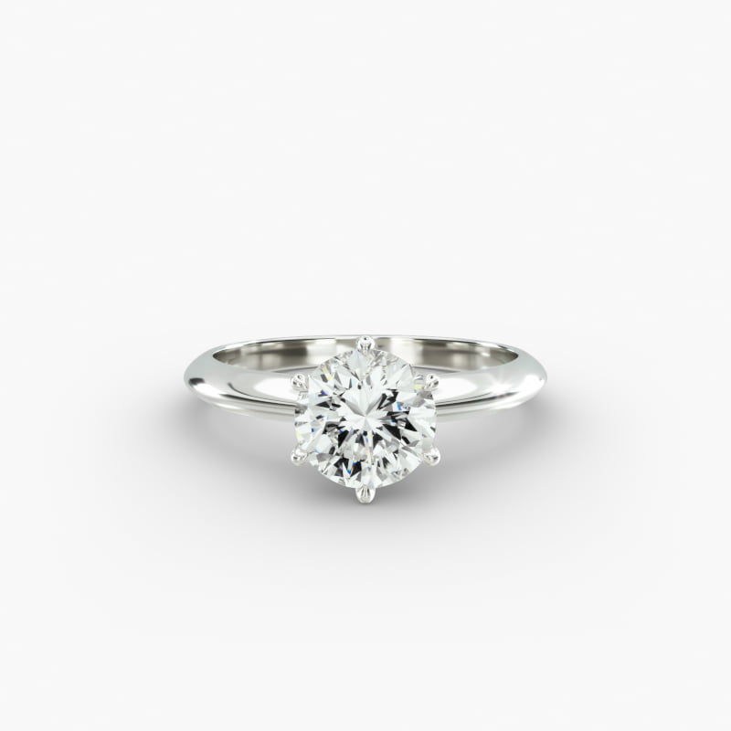 Knife Edge Six Prong Solitaire Engagement Ring In Platinum