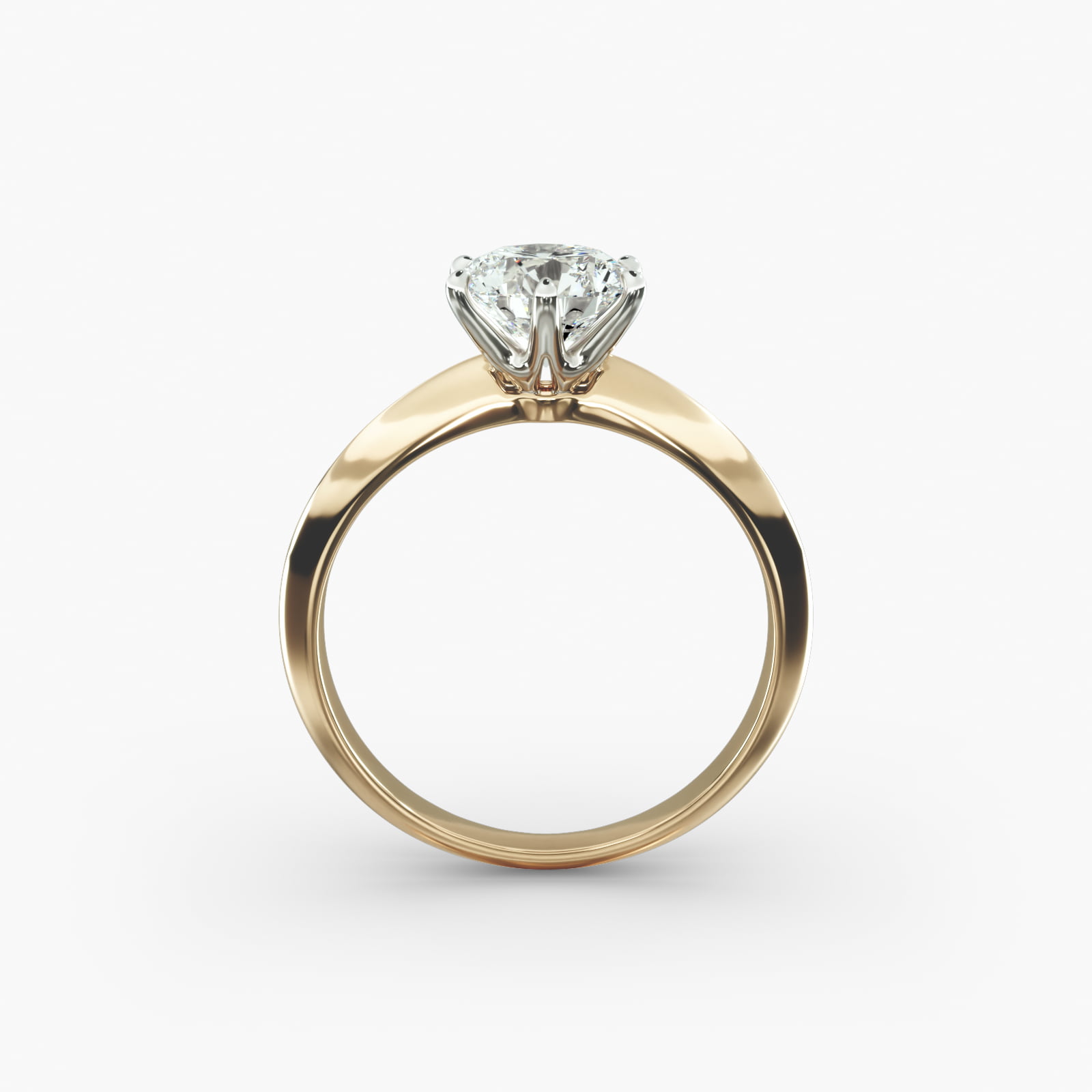 Knife Edge Six Prong Solitaire Engagement Ring In 14K Yellow Gold
